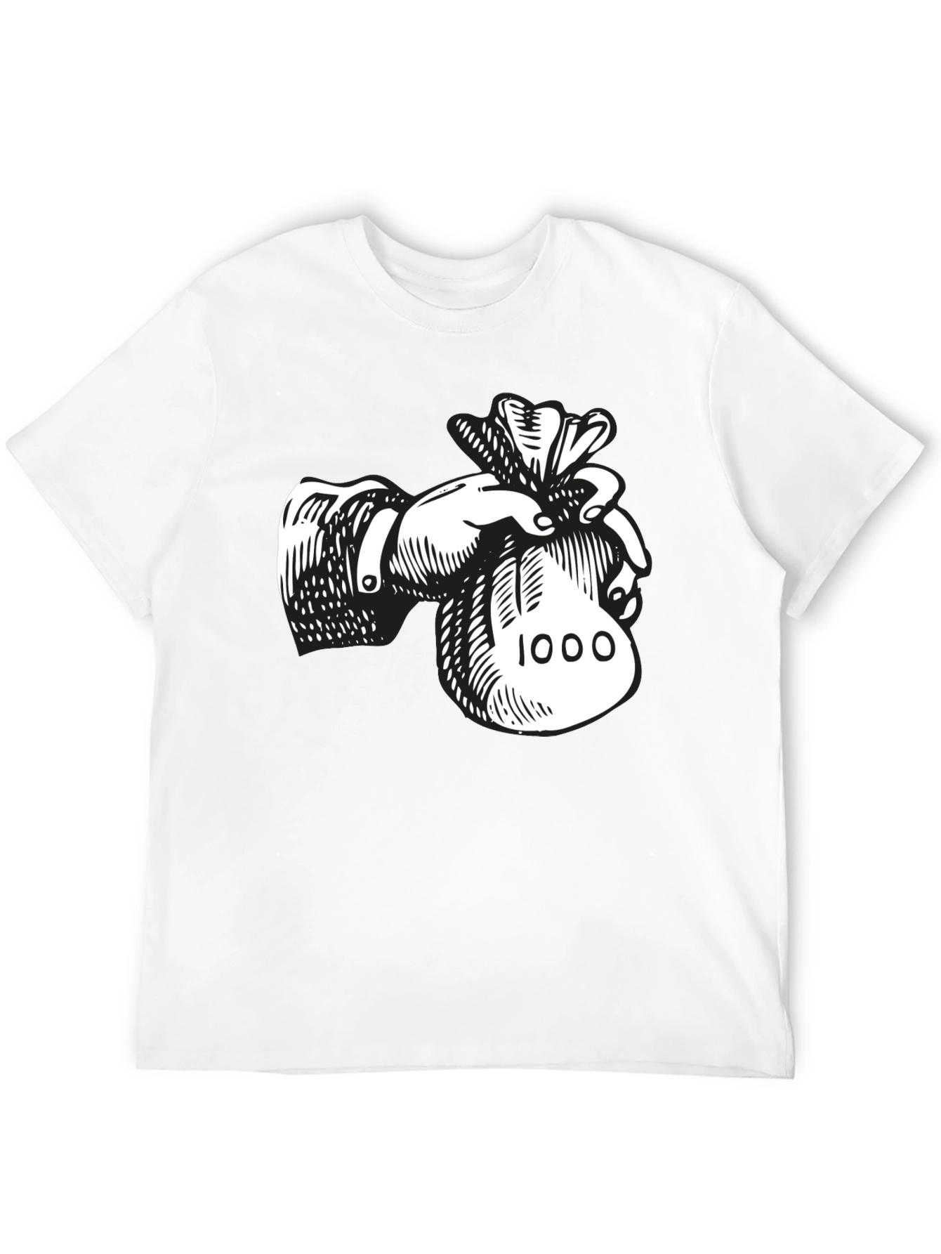 Money Bag Graphic Tee - Black Cotton Blend T-Shirt