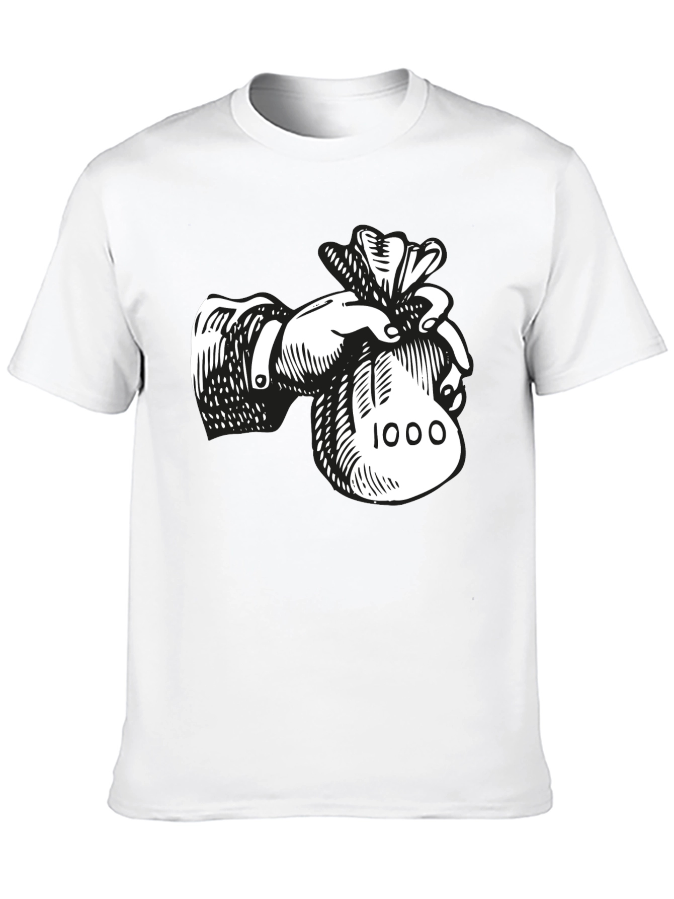Money Bag Graphic Tee - Black Cotton Blend T-Shirt
