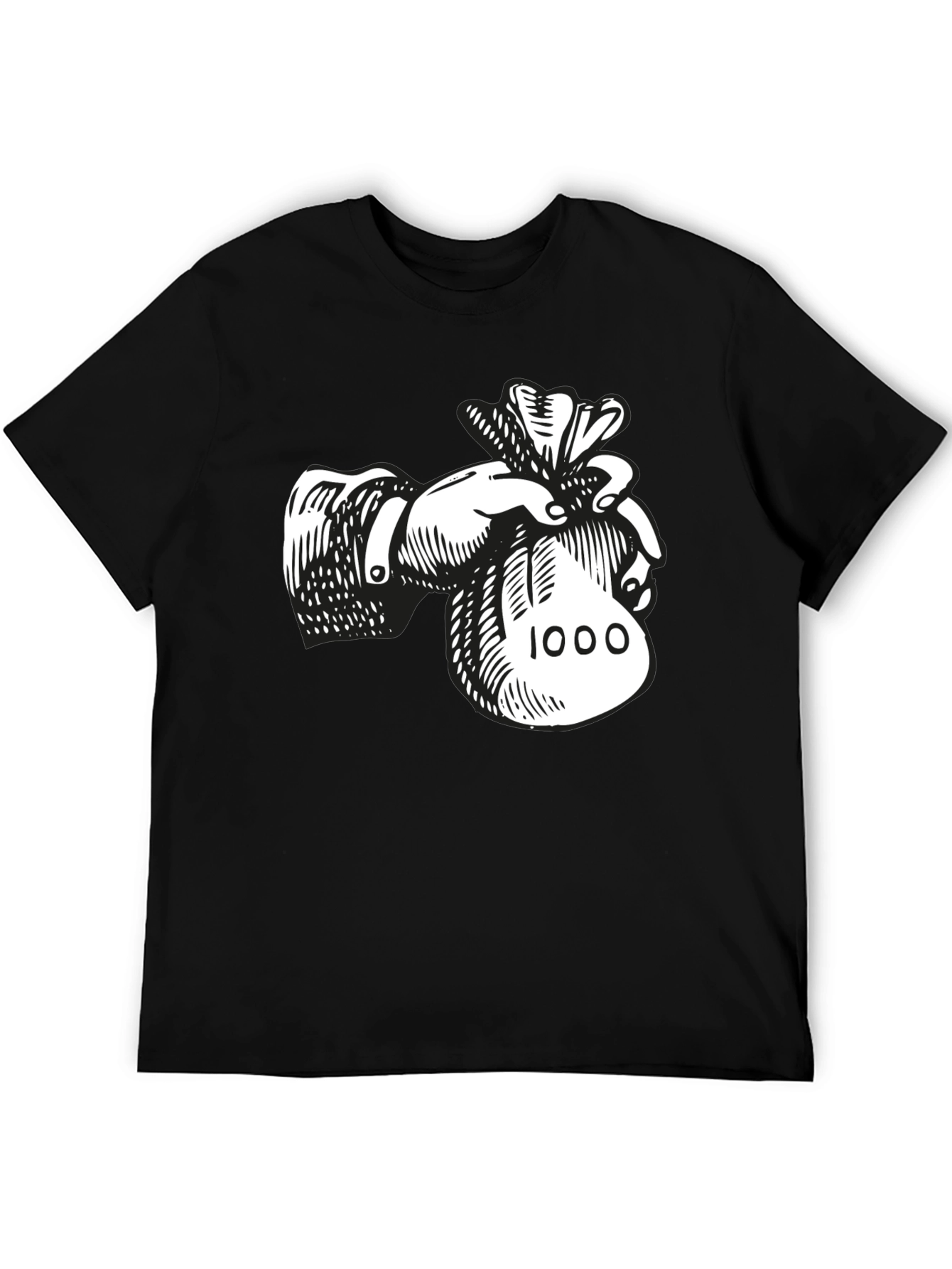 Money Bag Graphic Tee - Black Cotton Blend T-Shirt