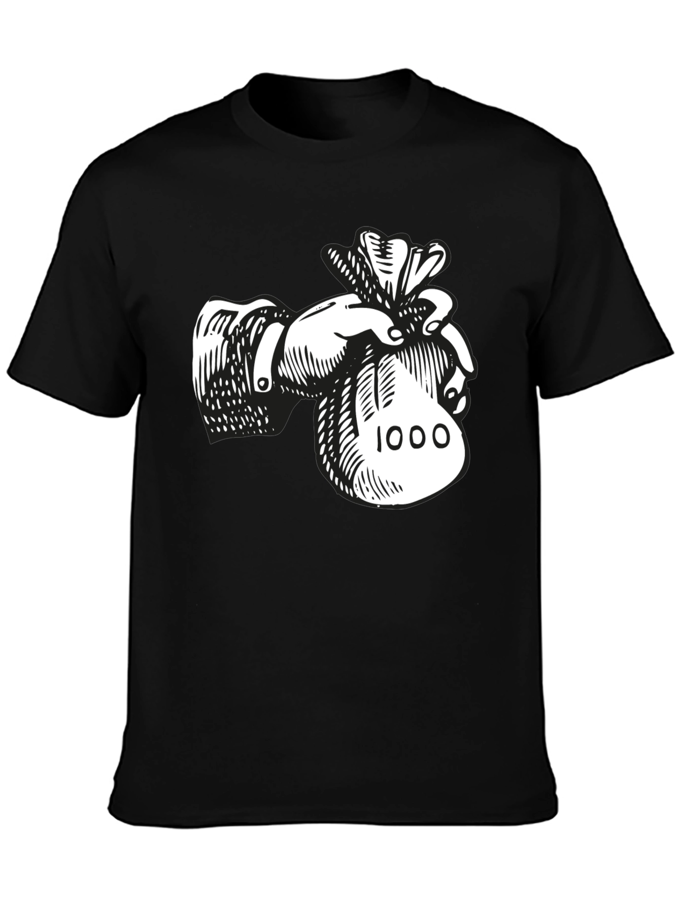 Money Bag Graphic Tee - Black Cotton Blend T-Shirt