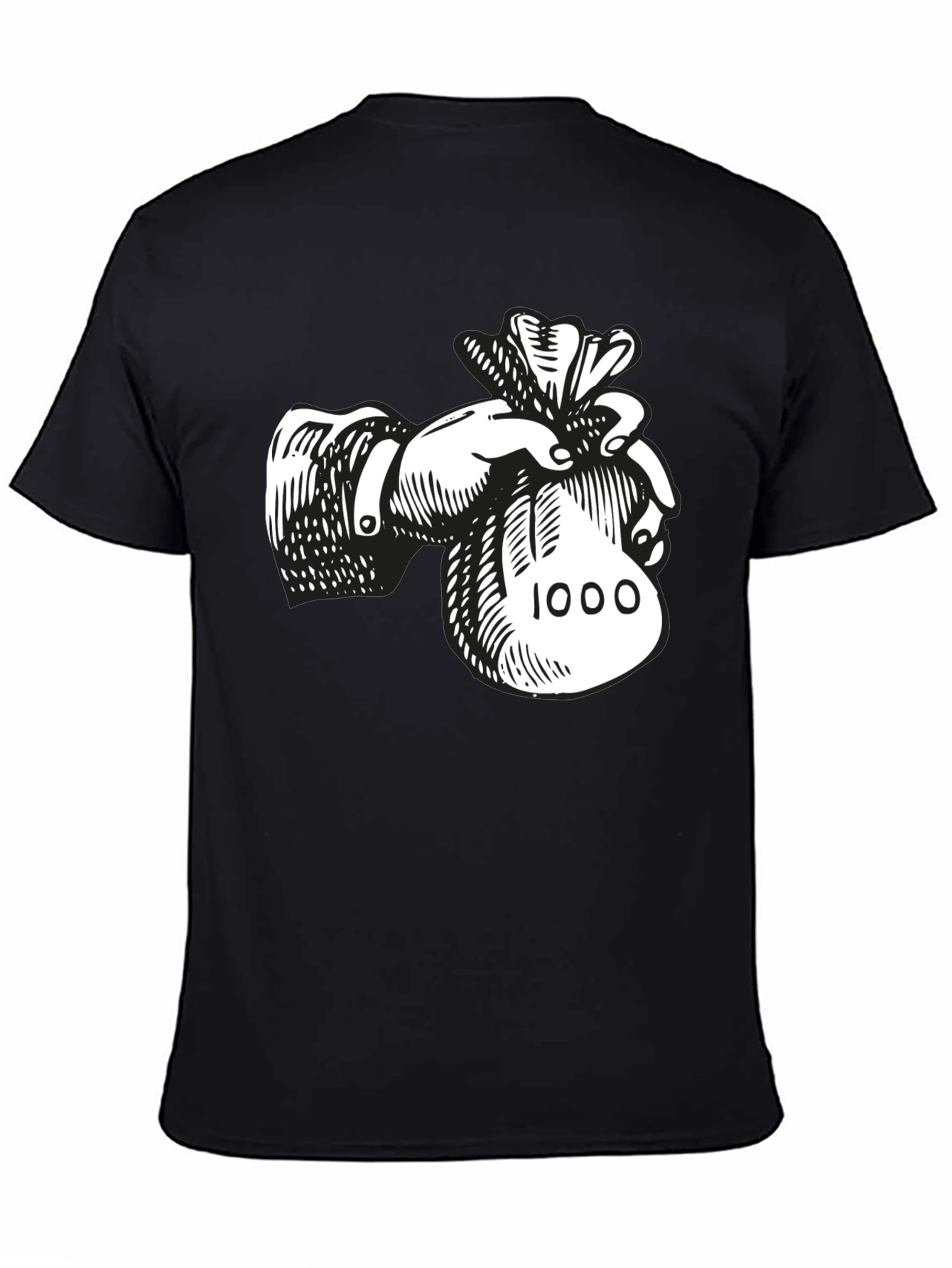 Money Bag Graphic Tee - Black Cotton Blend T-Shirt