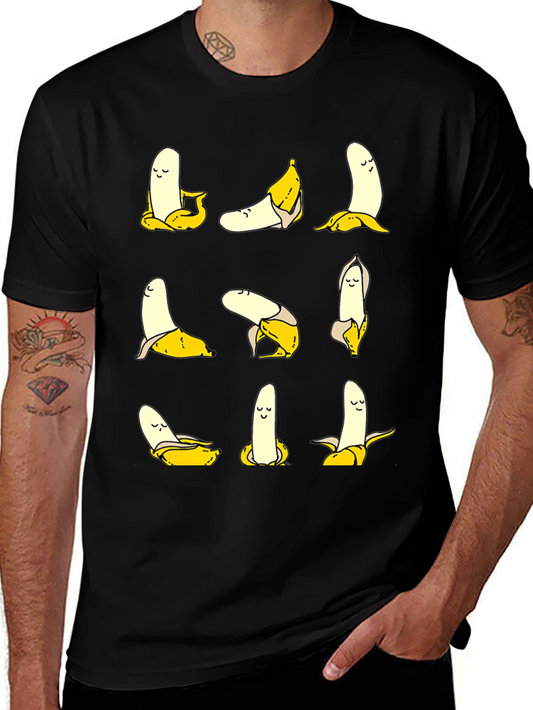 Funny Banana Yoga Pose Graphic Print T-Shirt