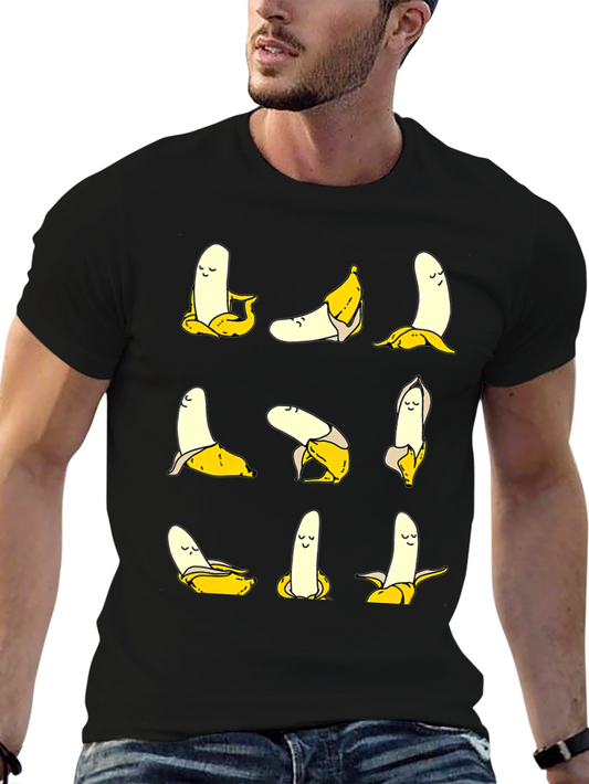 Funny Banana Yoga Pose Graphic Print T-Shirt