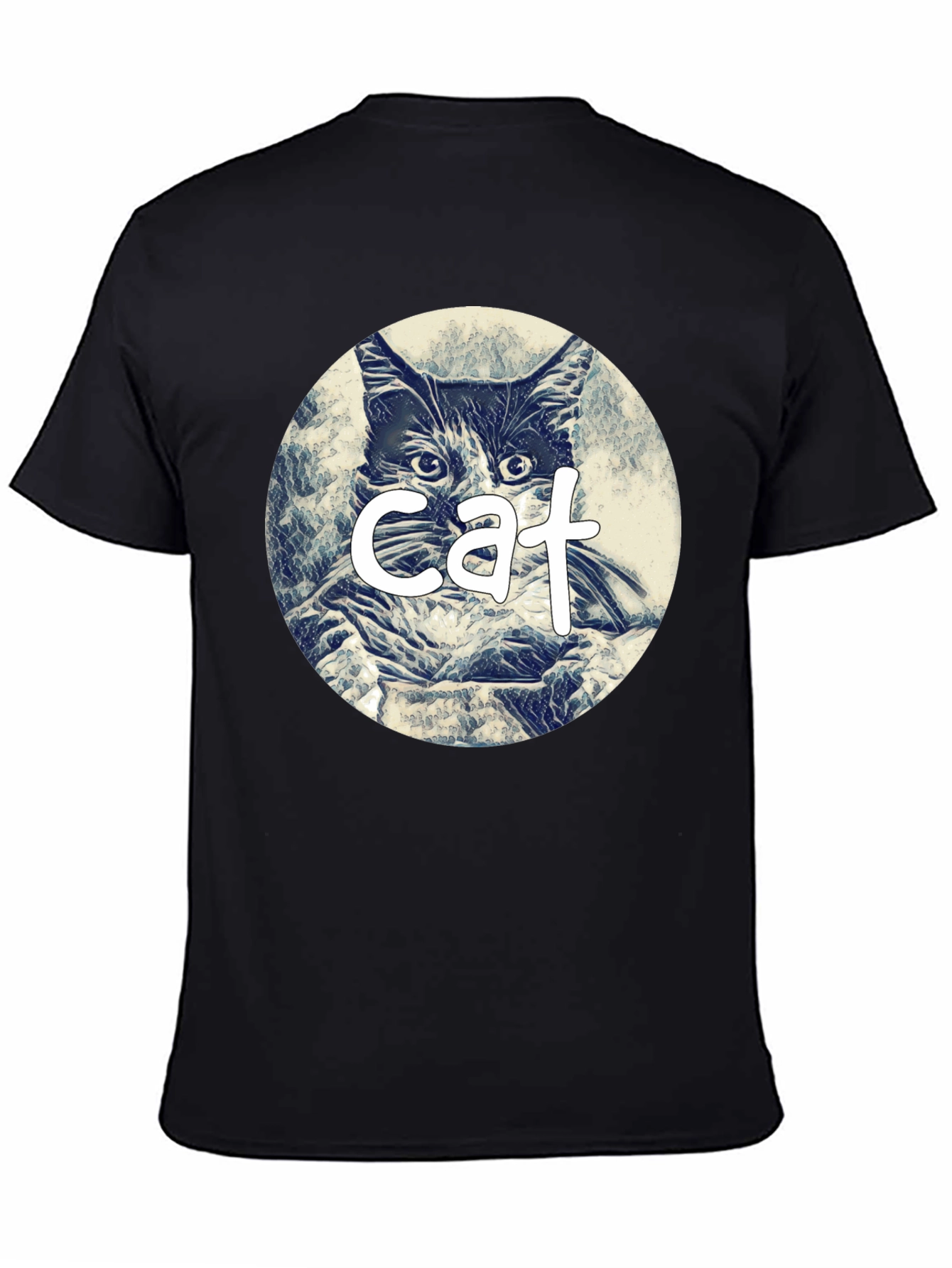 Cat Graphic Tee - Black Cotton Blend