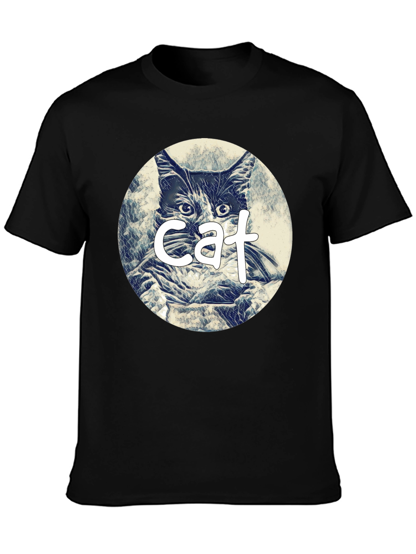 Cat Graphic Tee - Black Cotton Blend