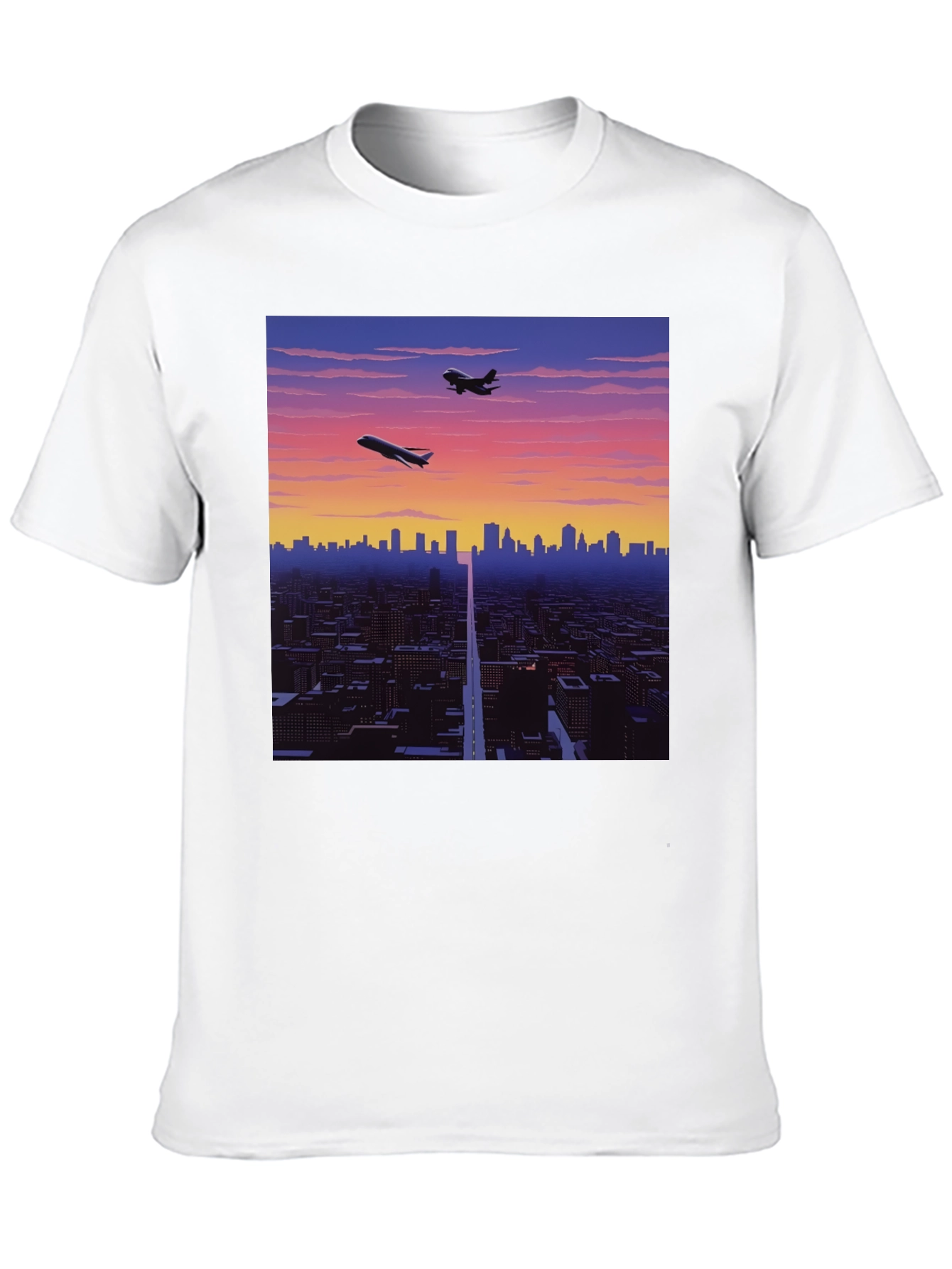 Retro Cityscape Graphic Tee - Black