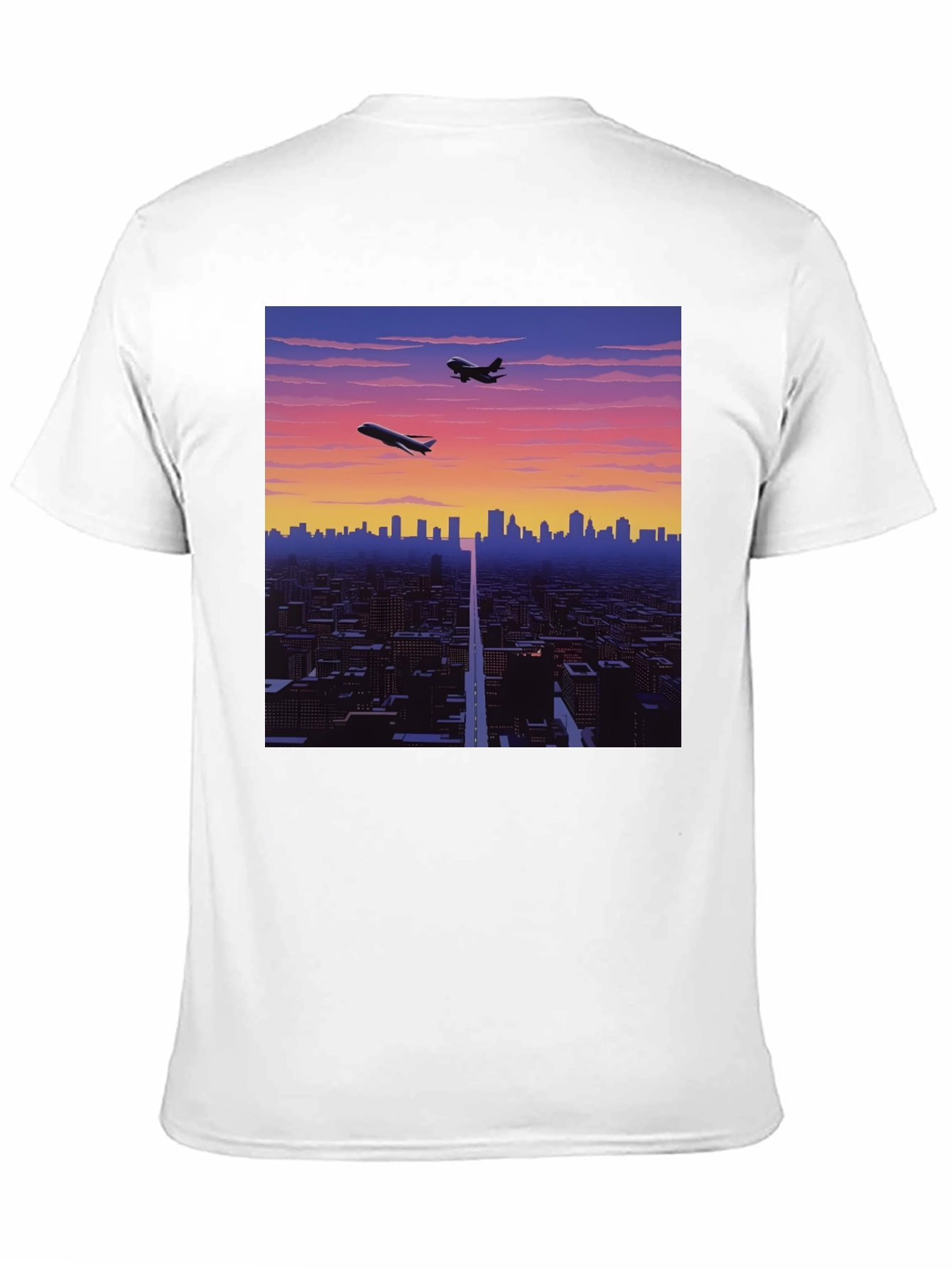 Retro Cityscape Graphic Tee - Black