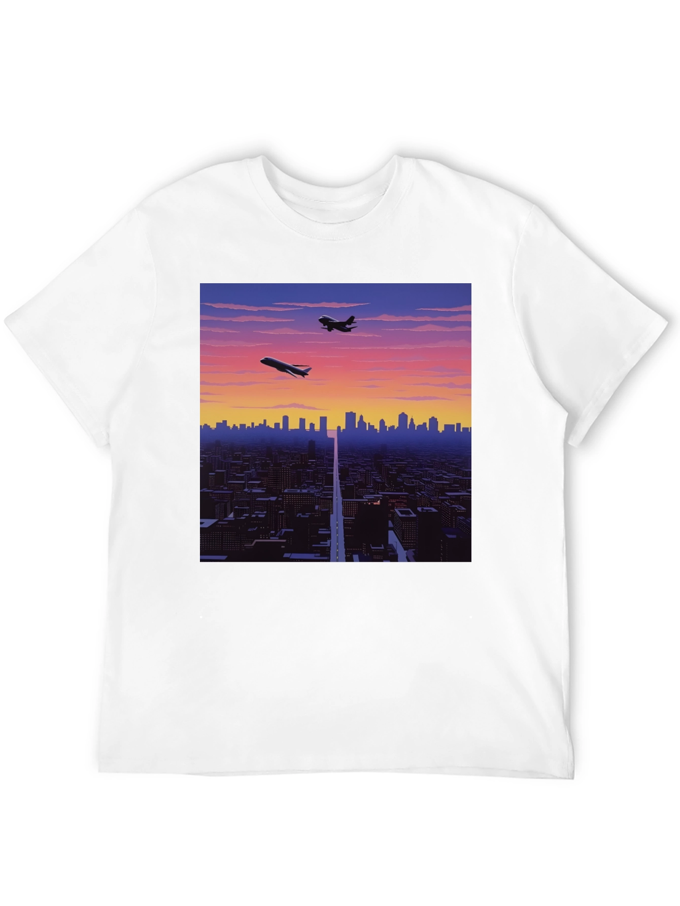 Retro Cityscape Graphic Tee - Black