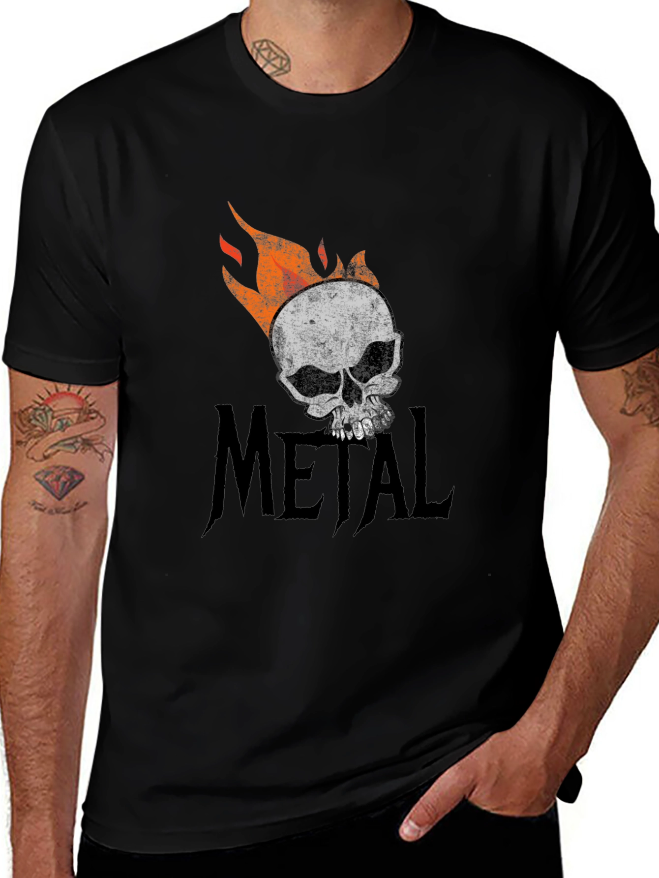 Metal Skull Graphic T-Shirt - Black