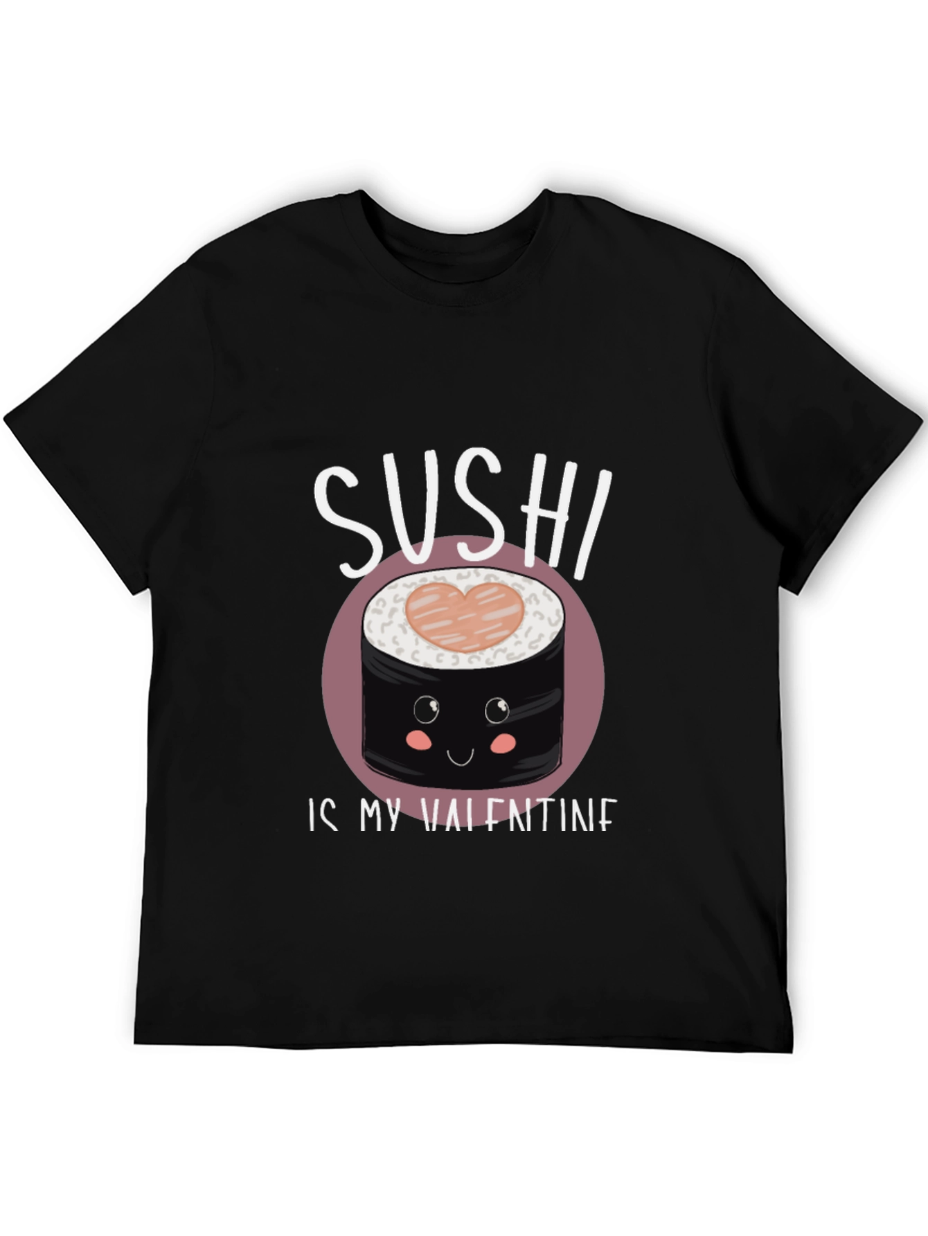 Sushi is My Valentine Graphic Tee - Black