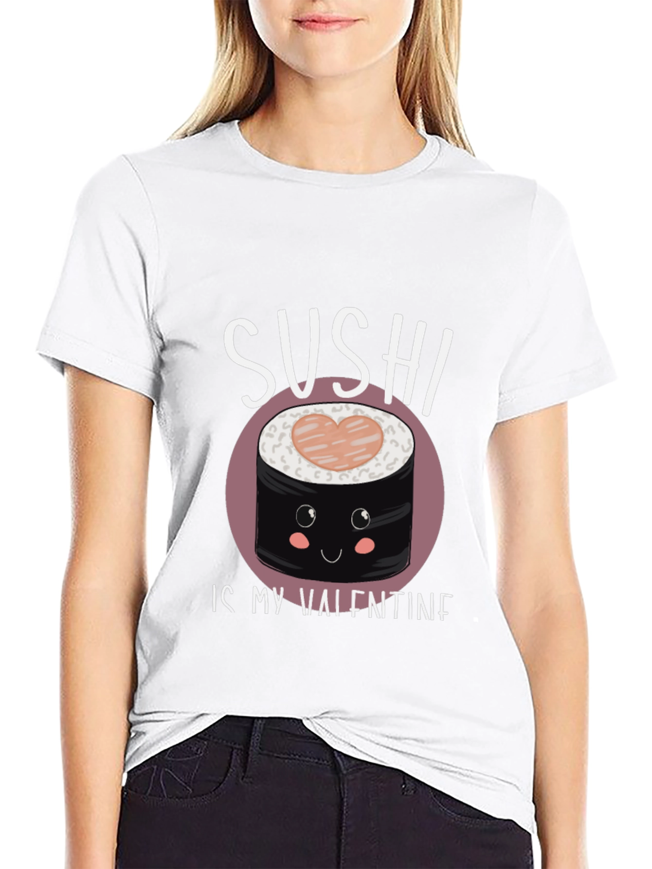 Sushi is My Valentine Graphic Tee - Black
