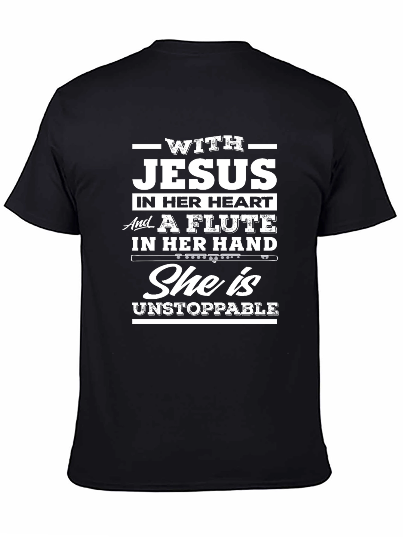 Jesus Flute Unstoppable Black Graphic Tee