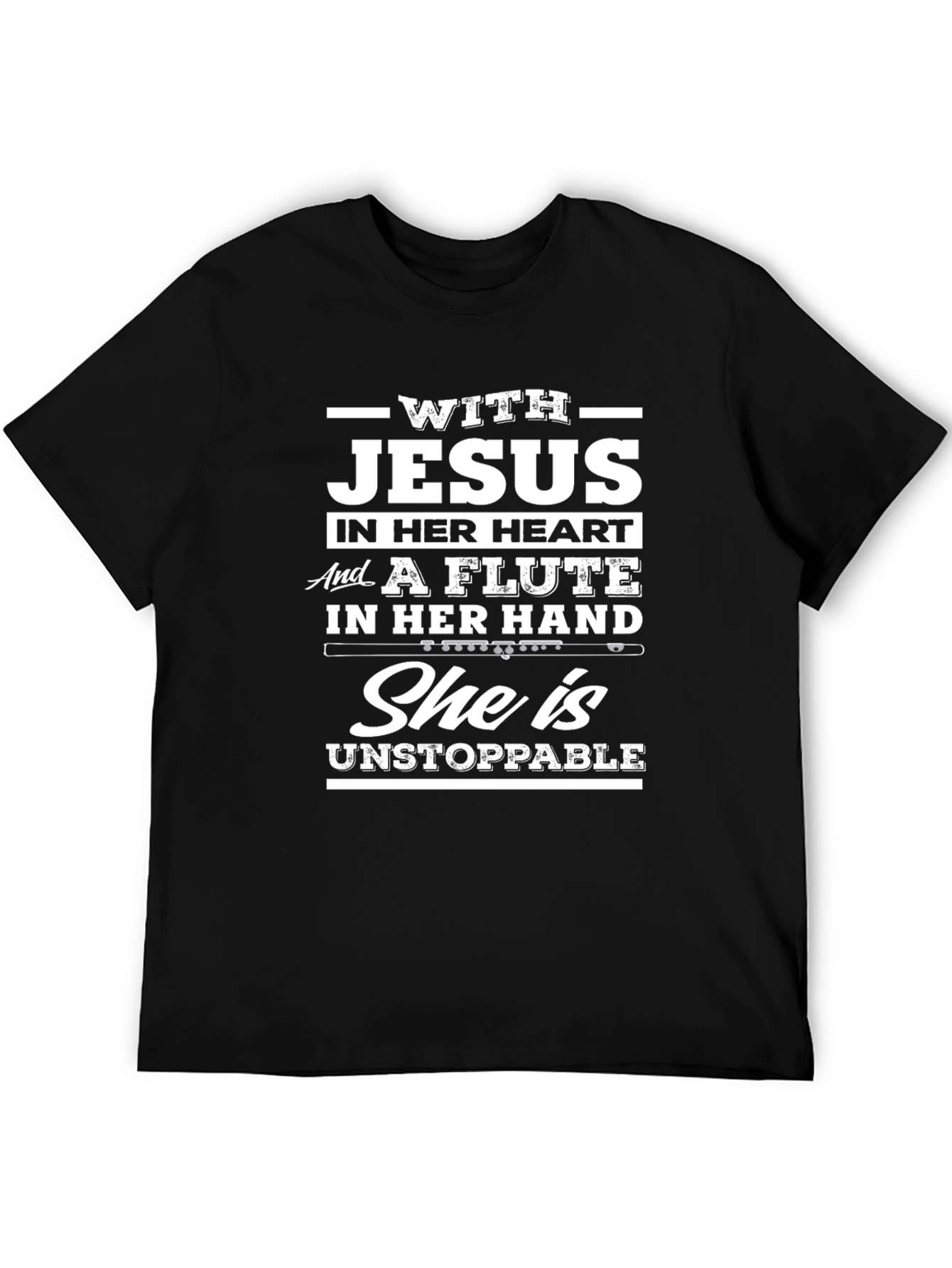 Jesus Flute Unstoppable Black Graphic Tee