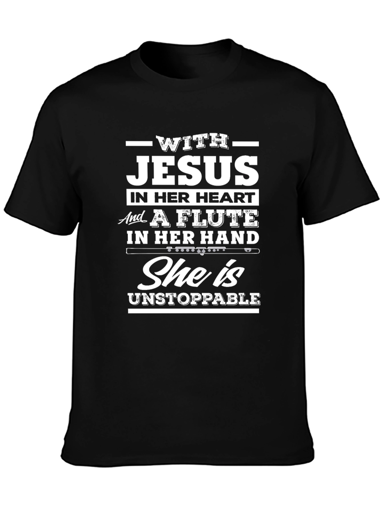 Jesus Flute Unstoppable Black Graphic Tee