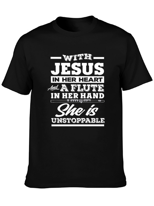 Jesus Flute Unstoppable Black Graphic Tee