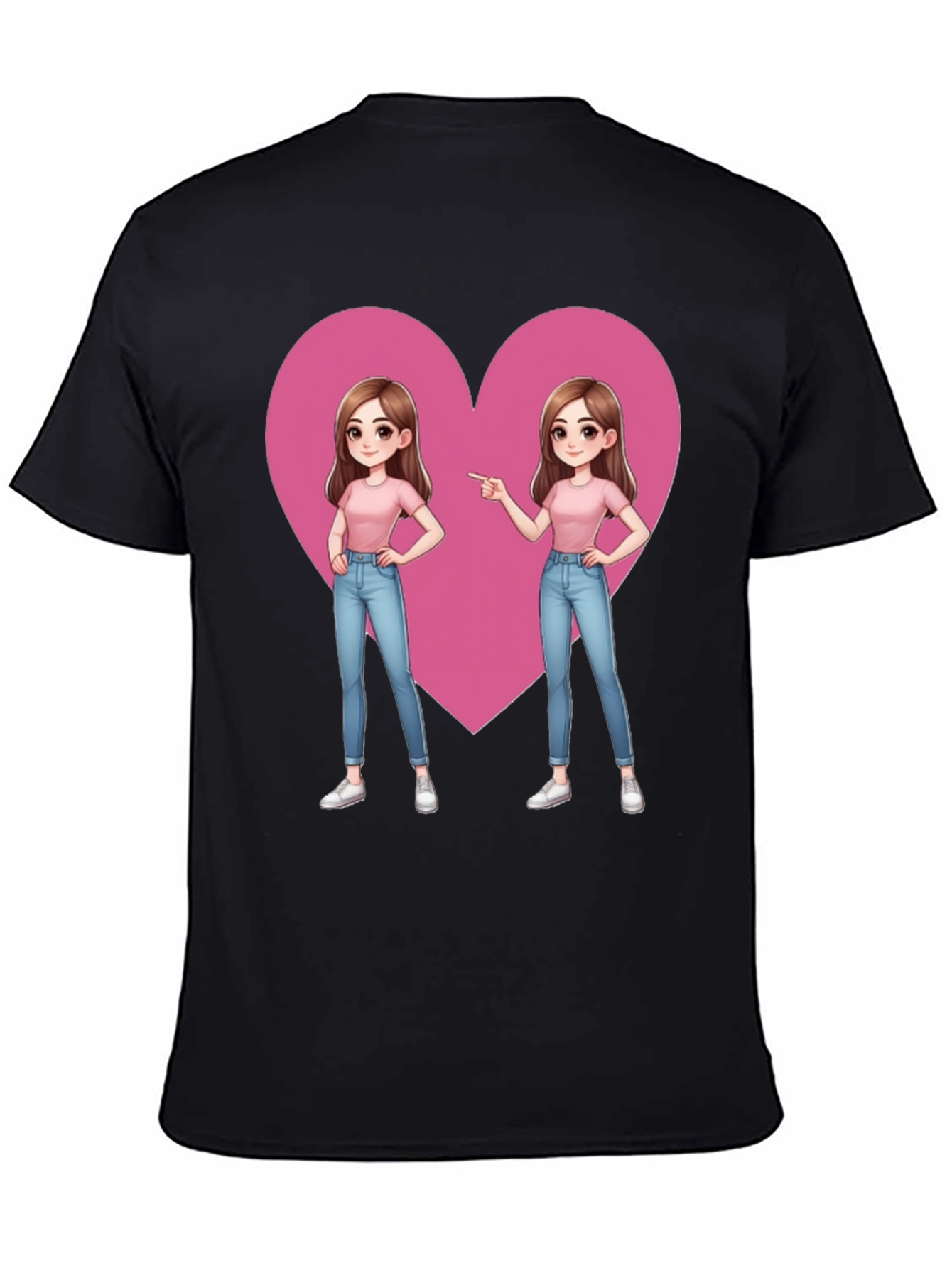 Cartoon Twin Heart Graphic Tee