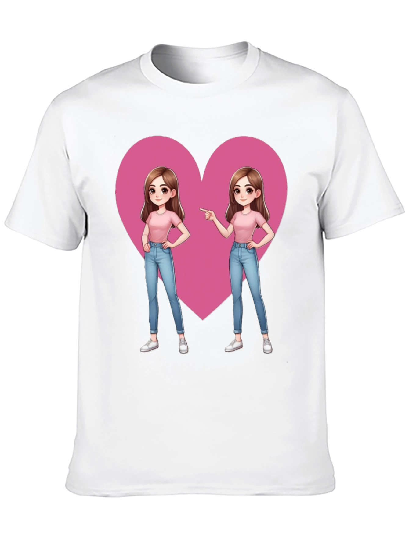 Cartoon Twin Heart Graphic Tee