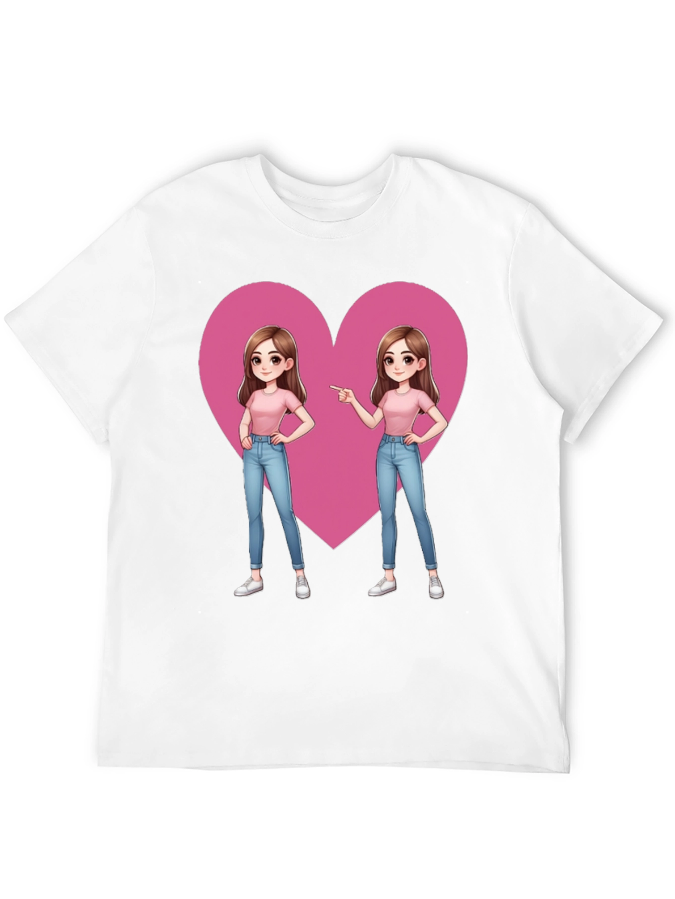 Cartoon Twin Heart Graphic Tee