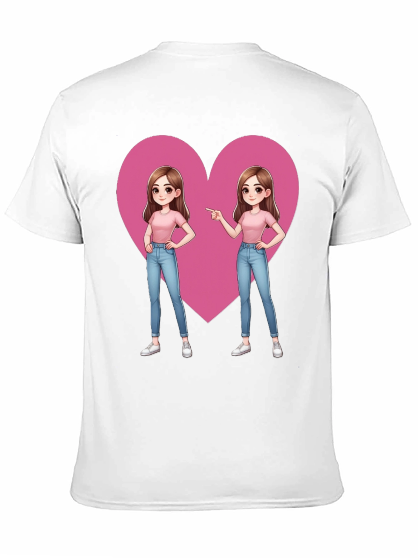 Cartoon Twin Heart Graphic Tee