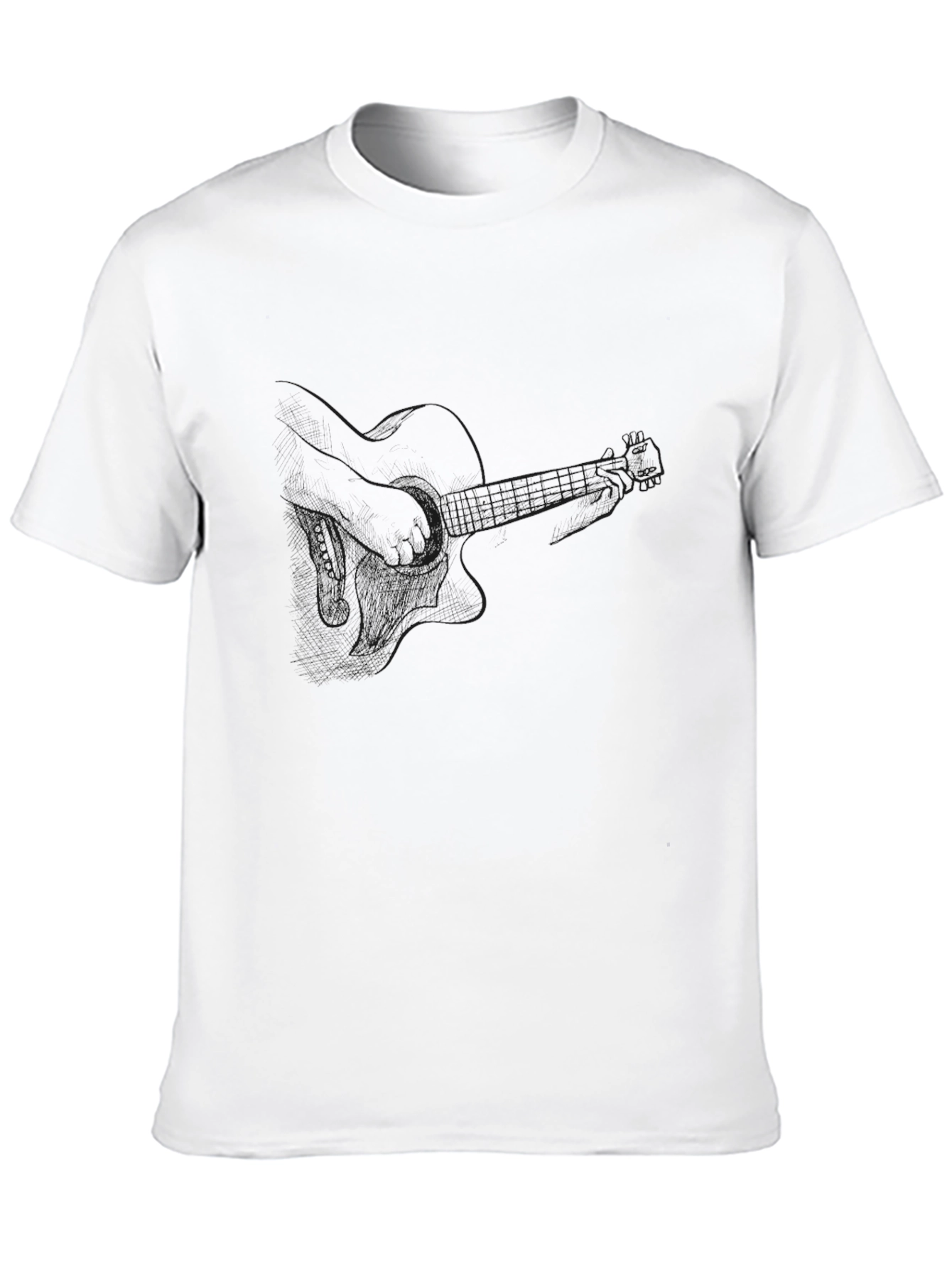 Black T-Shirt with Guitar Outline Graphic