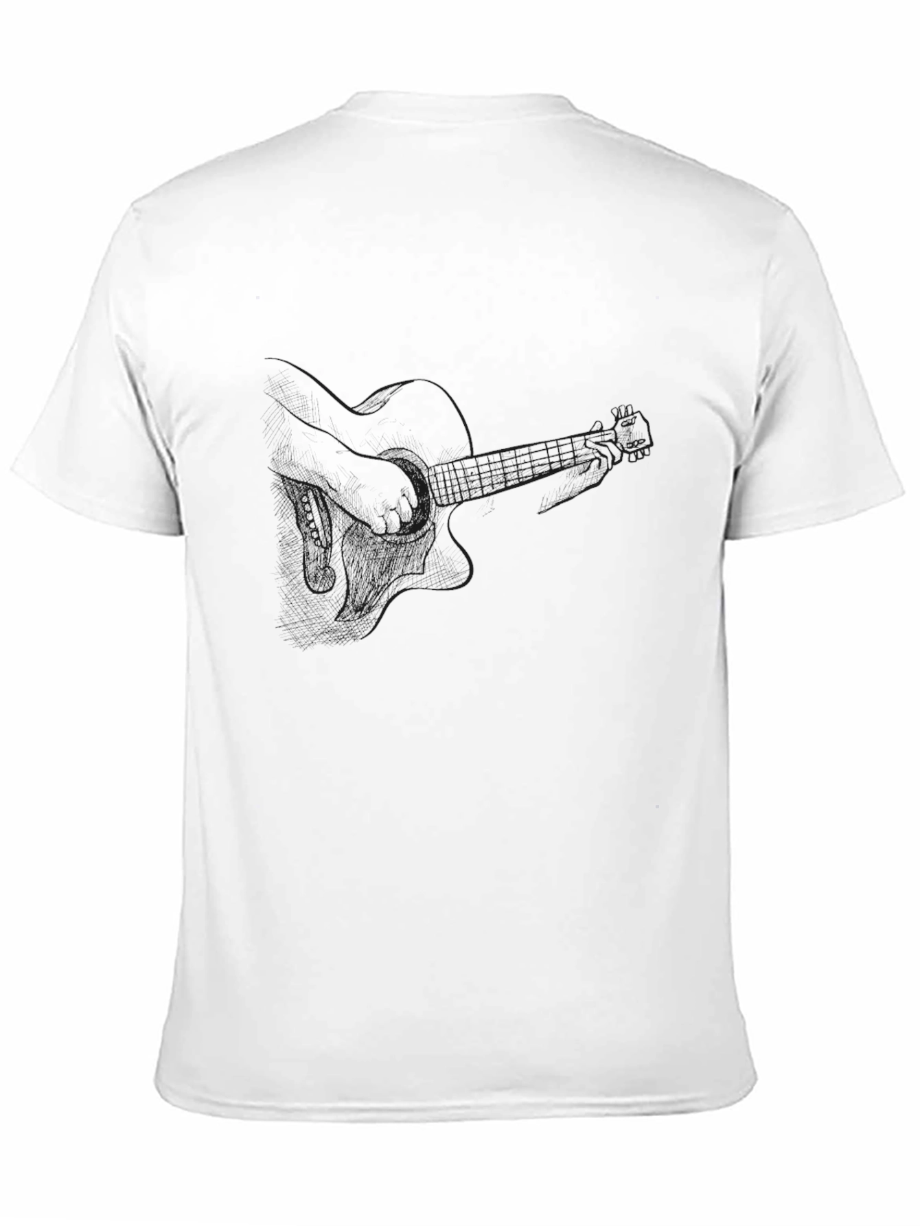 Black T-Shirt with Guitar Outline Graphic