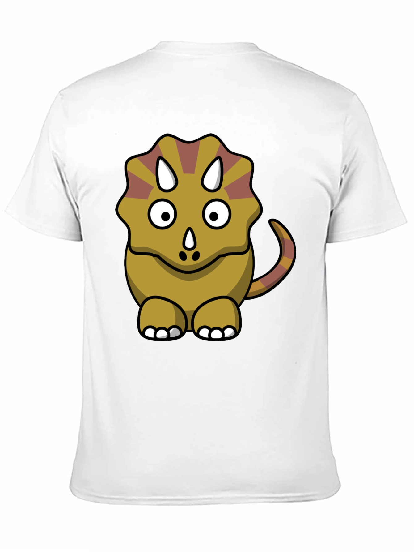 Cute Triceratops Cartoon Graphic Black T-Shirt