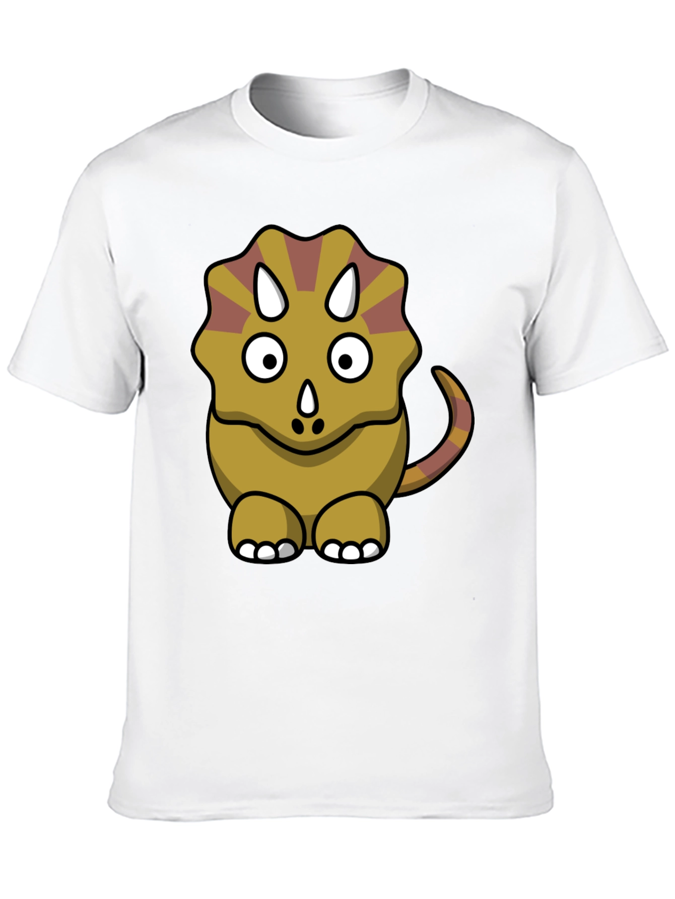 Cute Triceratops Cartoon Graphic Black T-Shirt
