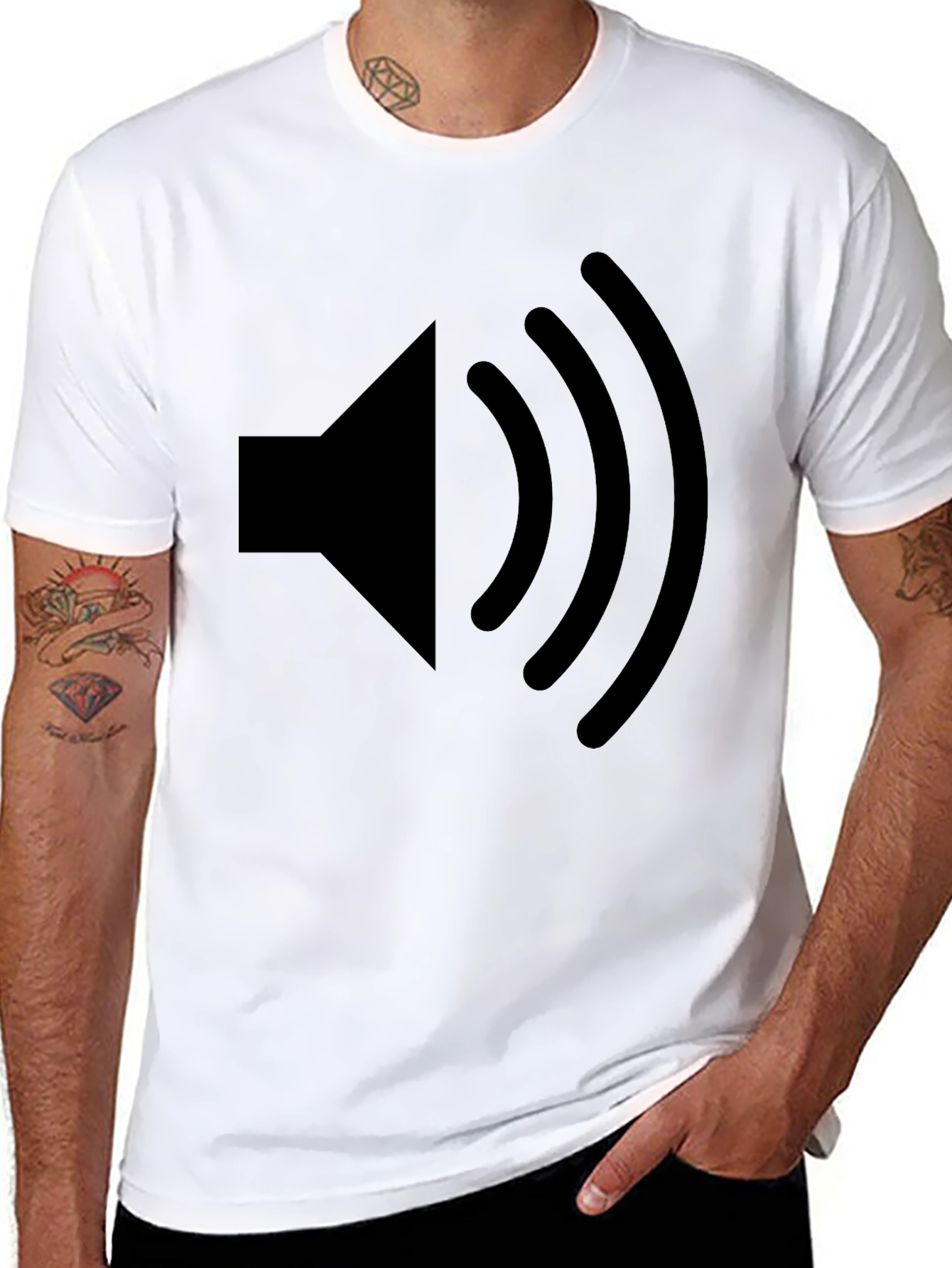 Speaker Volume Graphic Tee - Black Cotton T-Shirt