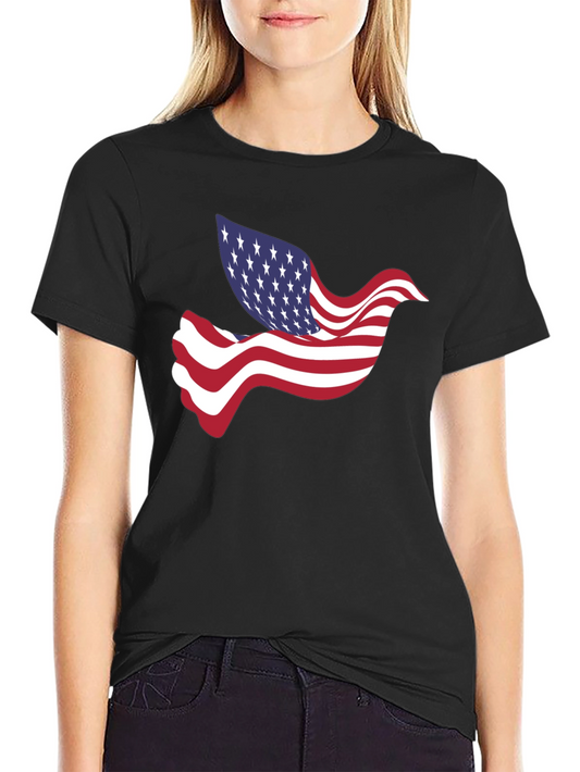 American Flag Dove Graphic Tee - Patriotic Style