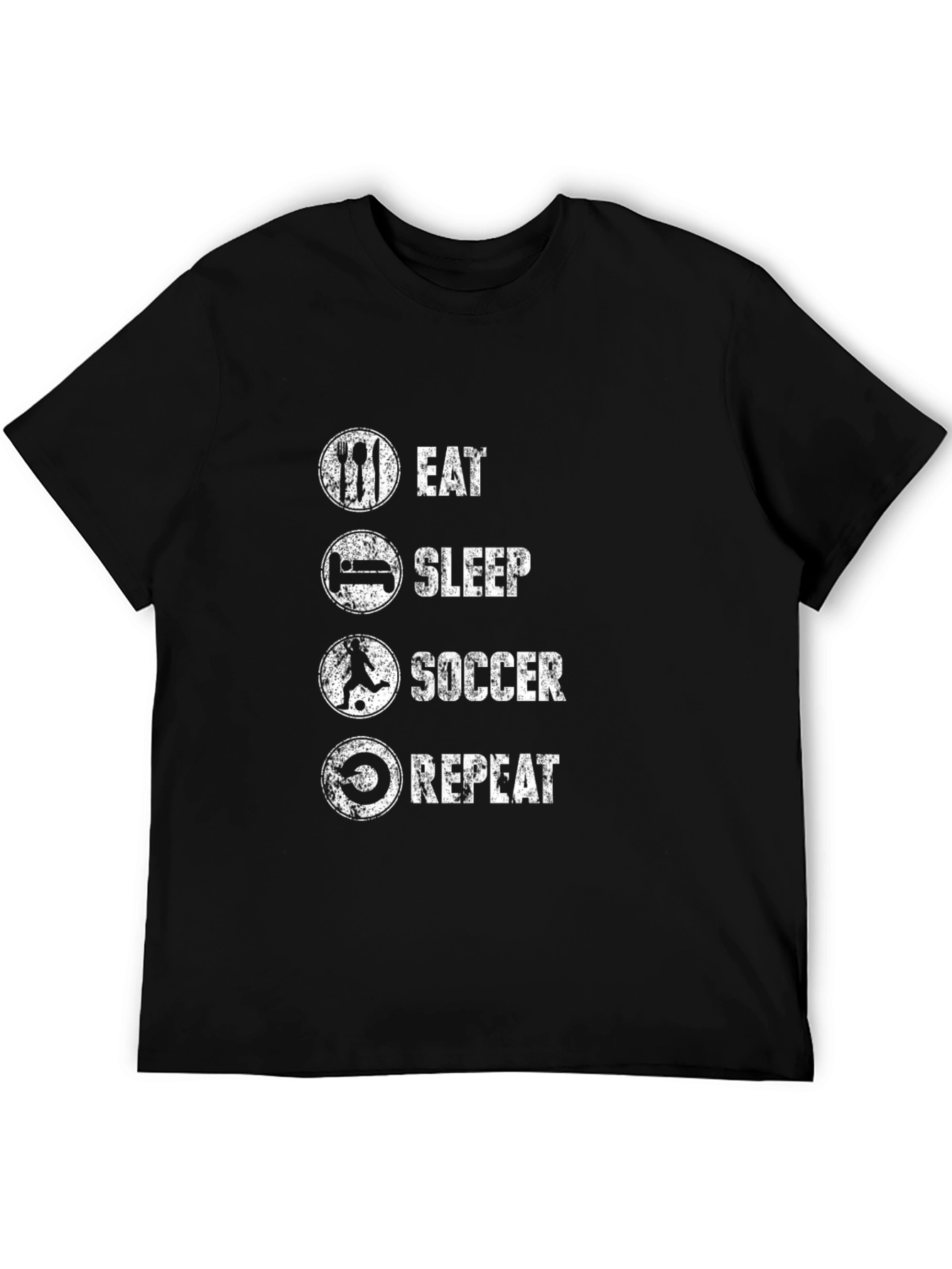 Eat Sleep Soccer Repeat Mens Black T-Shirt