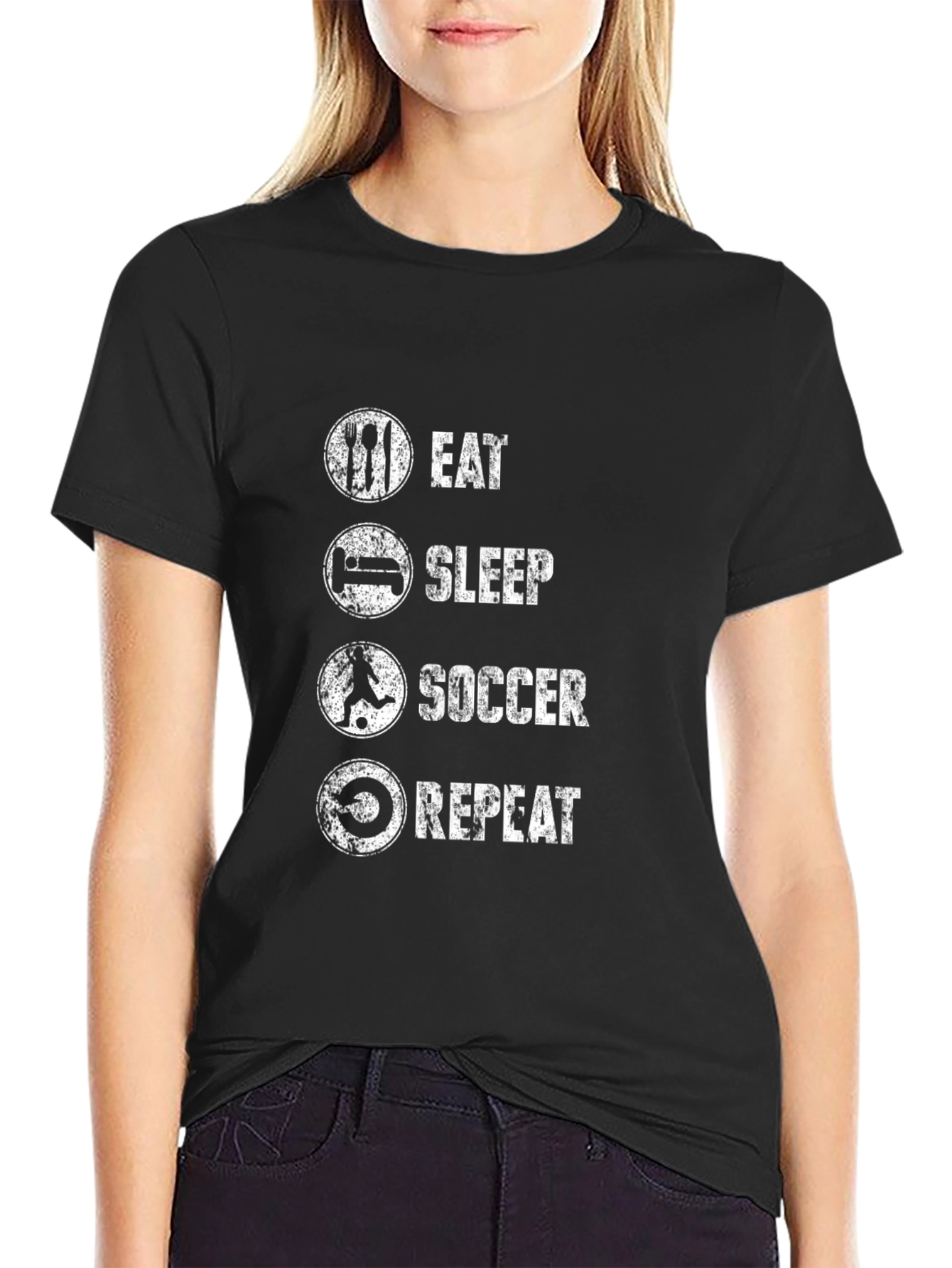 Eat Sleep Soccer Repeat Mens Black T-Shirt