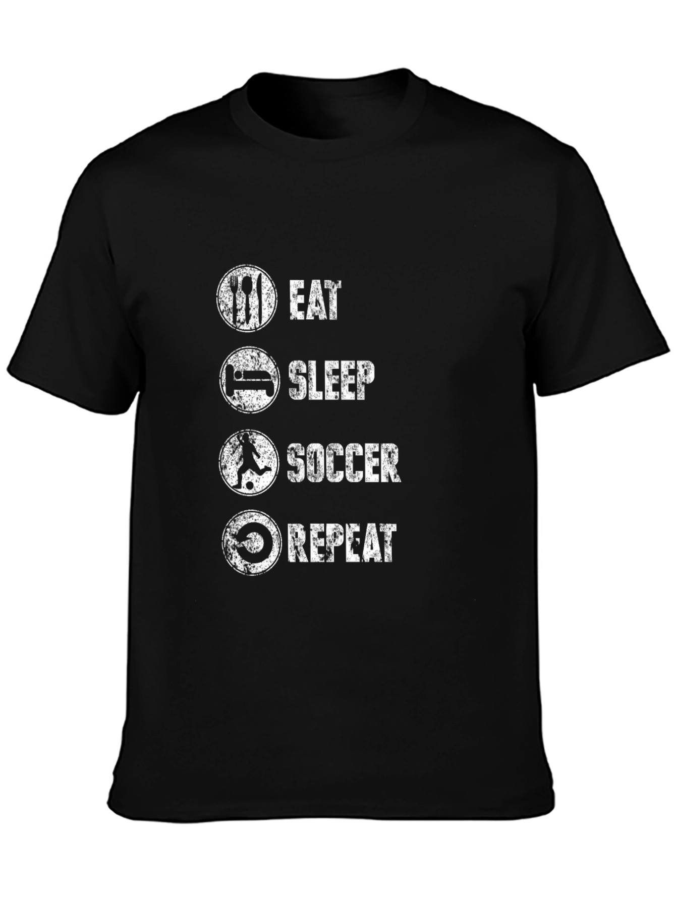 Eat Sleep Soccer Repeat Mens Black T-Shirt