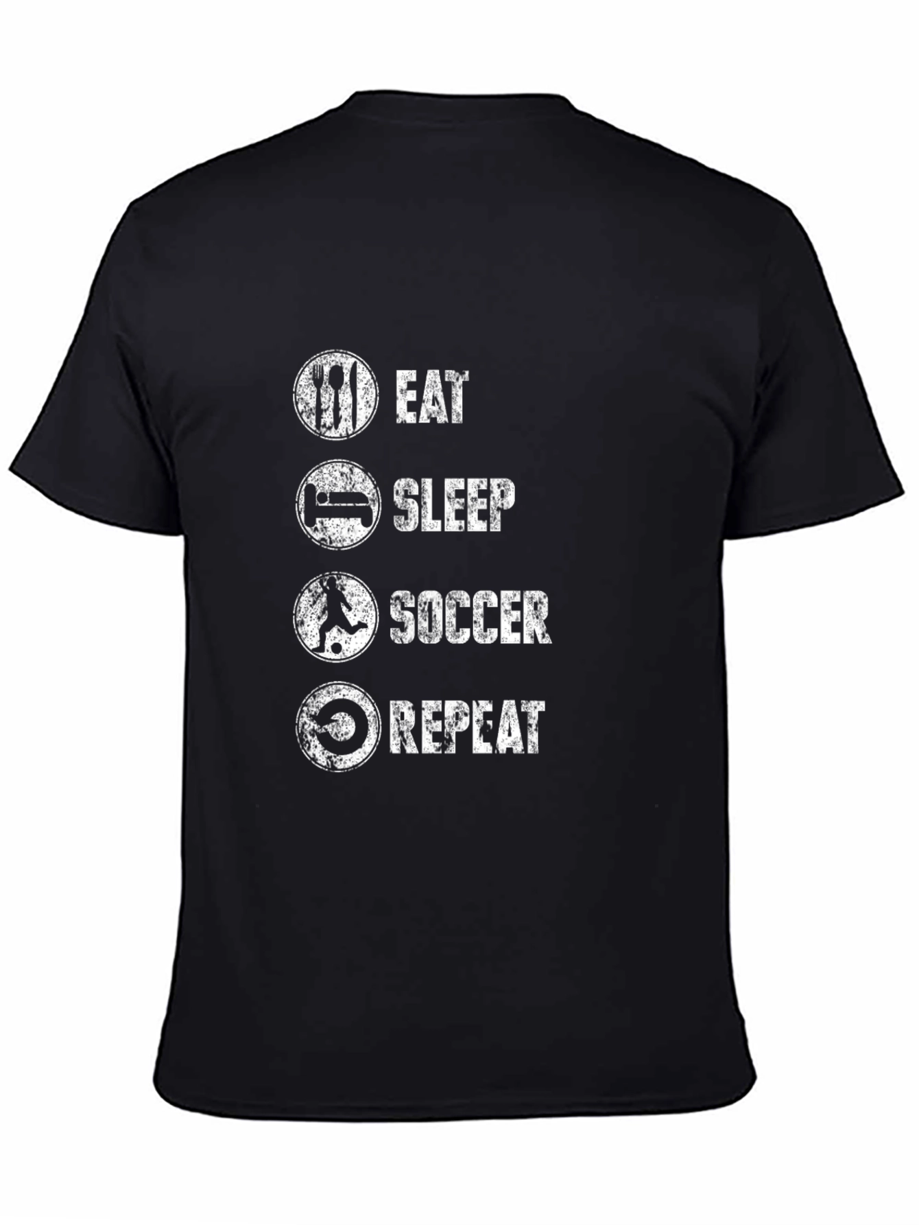 Eat Sleep Soccer Repeat Mens Black T-Shirt