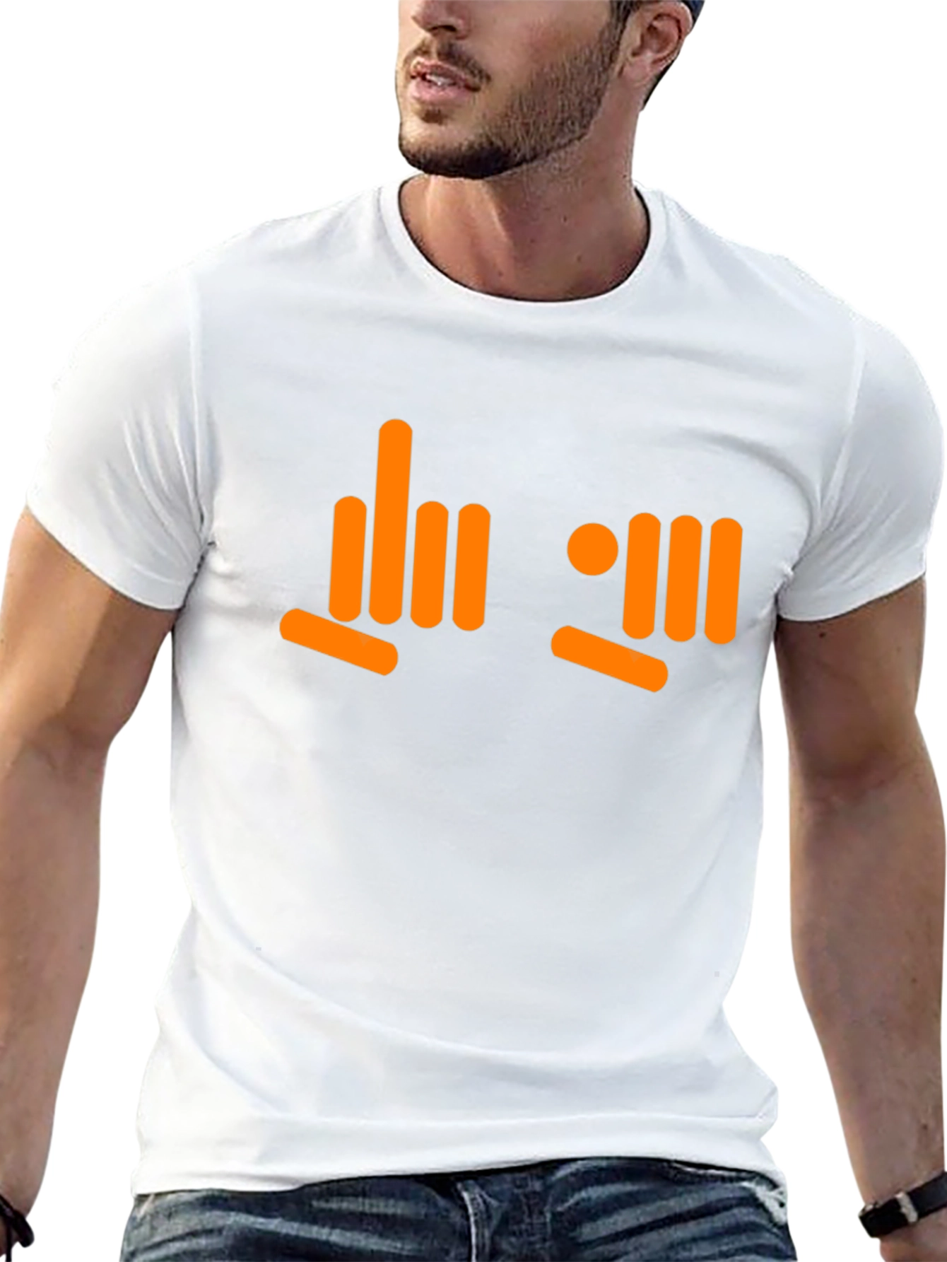 Orange Hand Sign Black T-Shirt