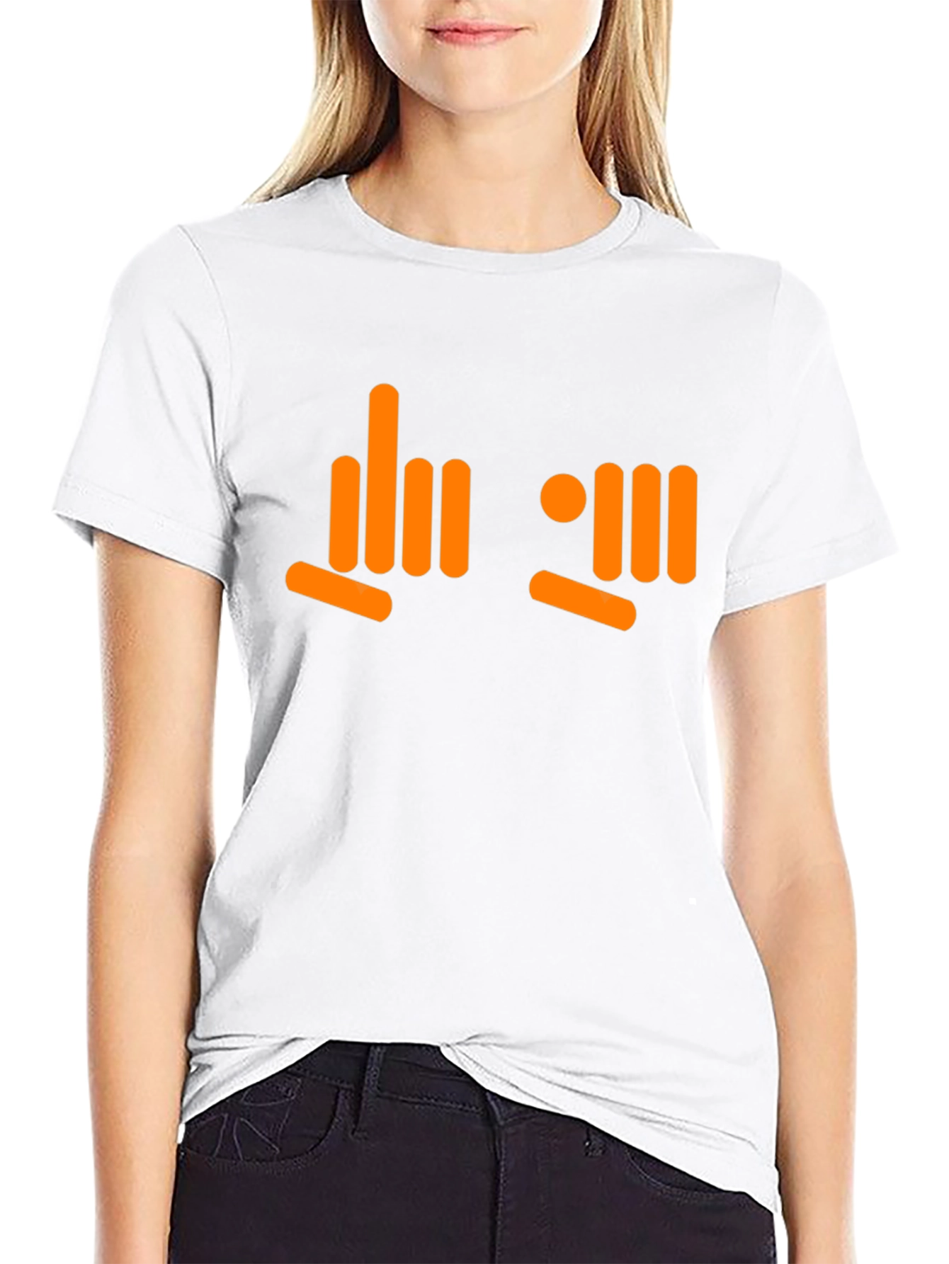 Orange Hand Sign Black T-Shirt