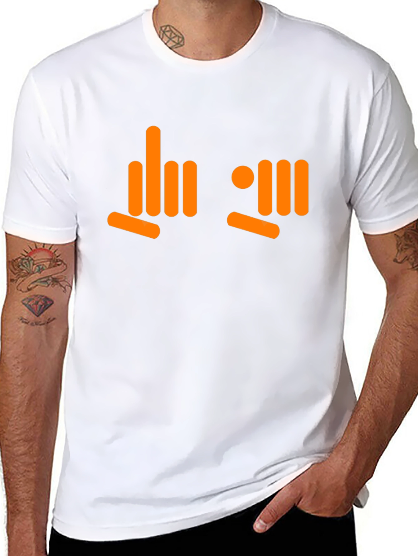 Orange Hand Sign Black T-Shirt