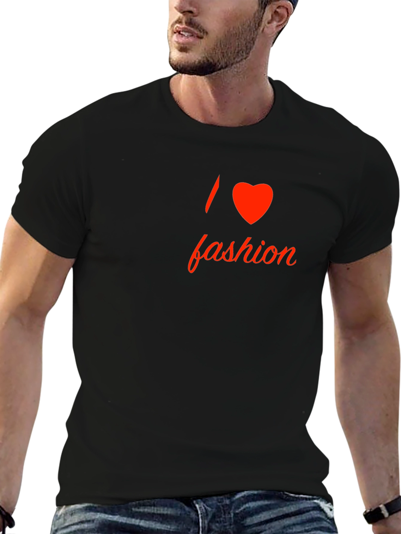 I Love Fashion Graphic Tee - Stylish Black T-Shirt