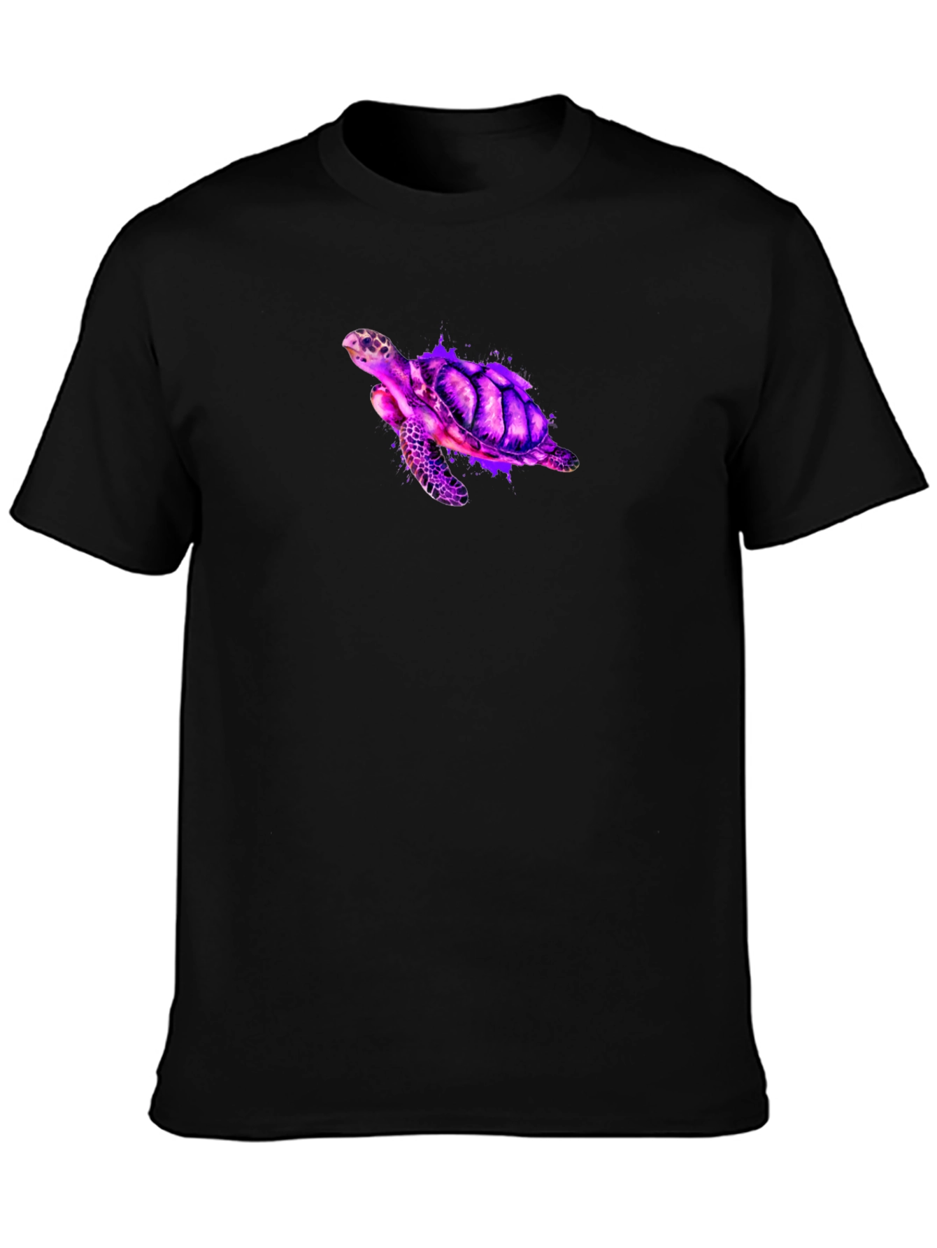 Vibrant Turtle Graphic Tee - Black Casual T-Shirt