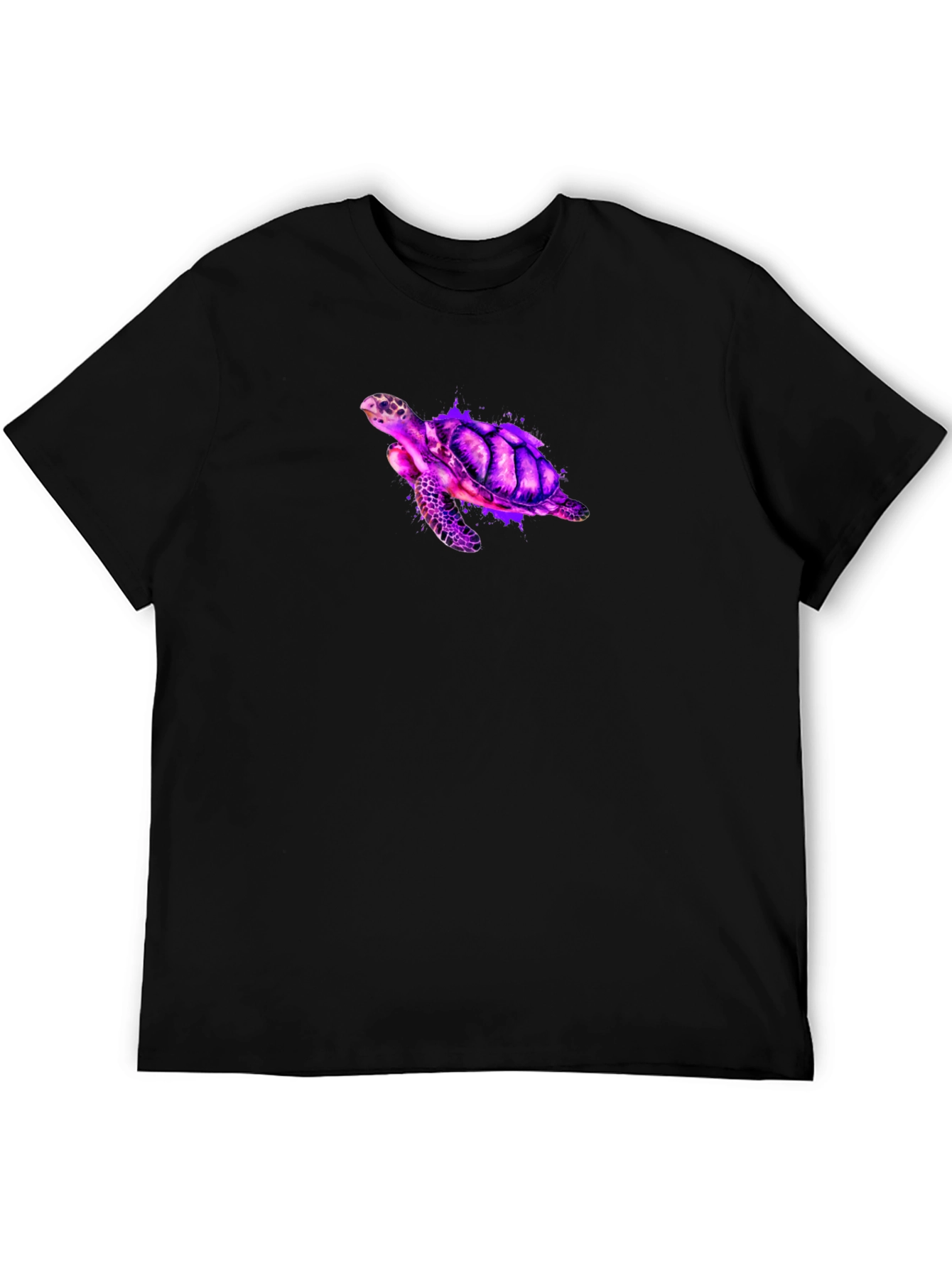 Vibrant Turtle Graphic Tee - Black Casual T-Shirt