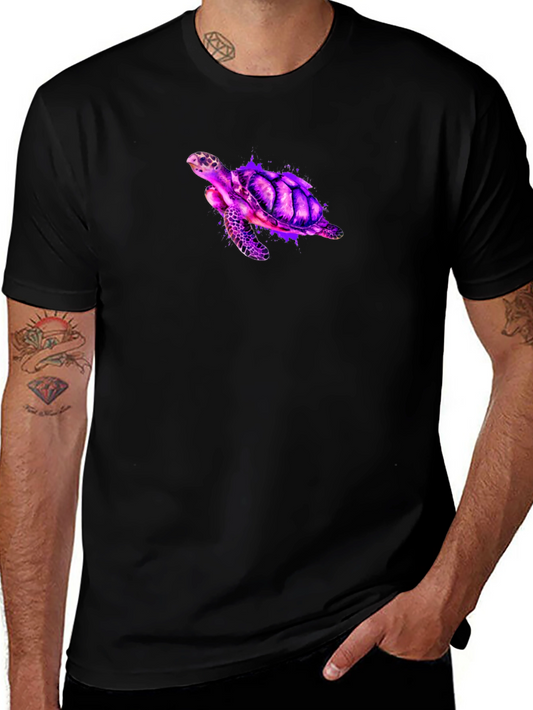 Vibrant Turtle Graphic Tee - Black Casual T-Shirt