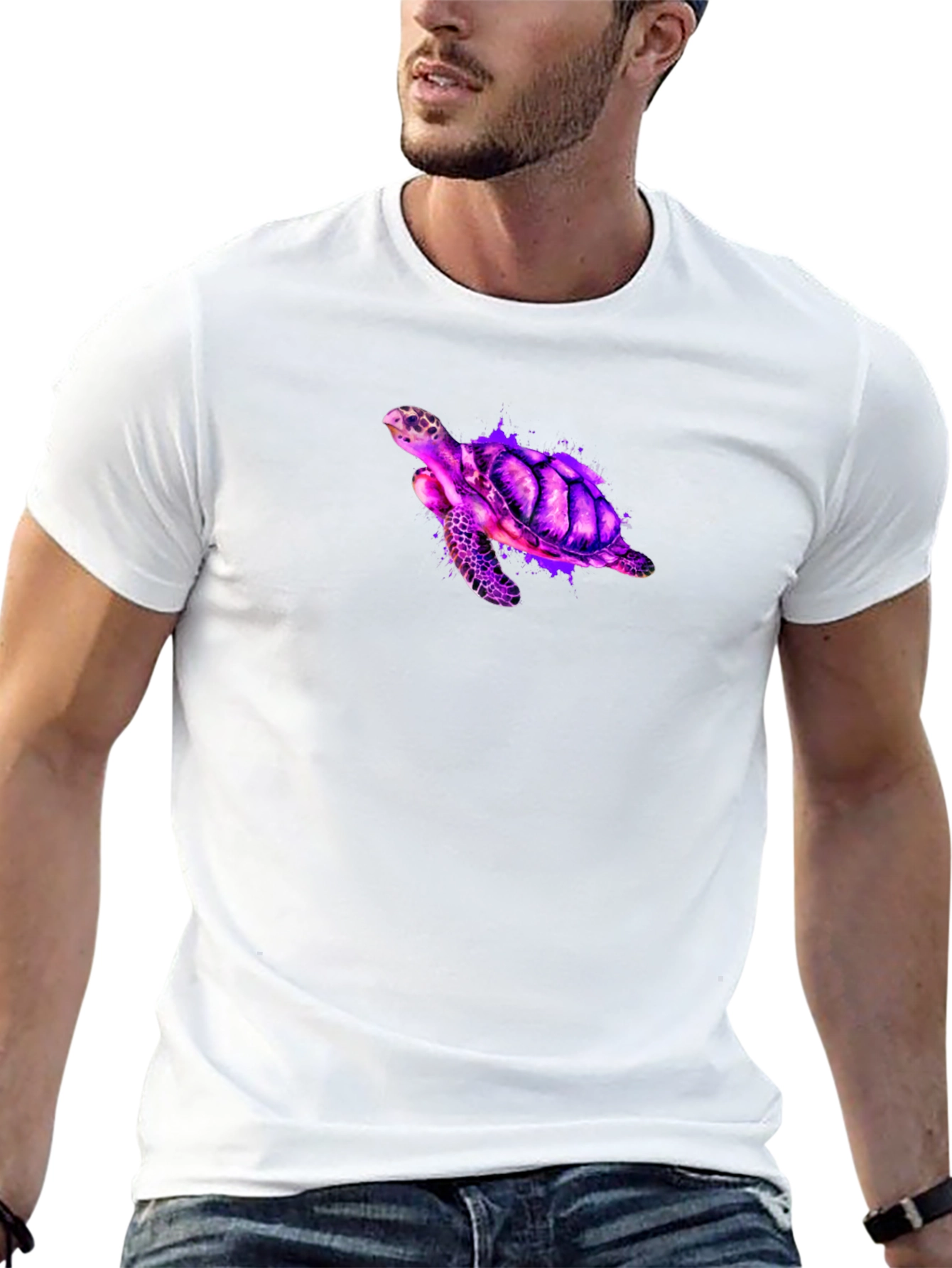 Vibrant Turtle Graphic Tee - Black Casual T-Shirt