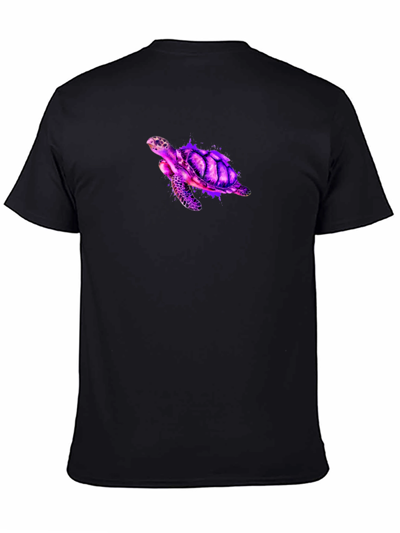 Vibrant Turtle Graphic Tee - Black Casual T-Shirt