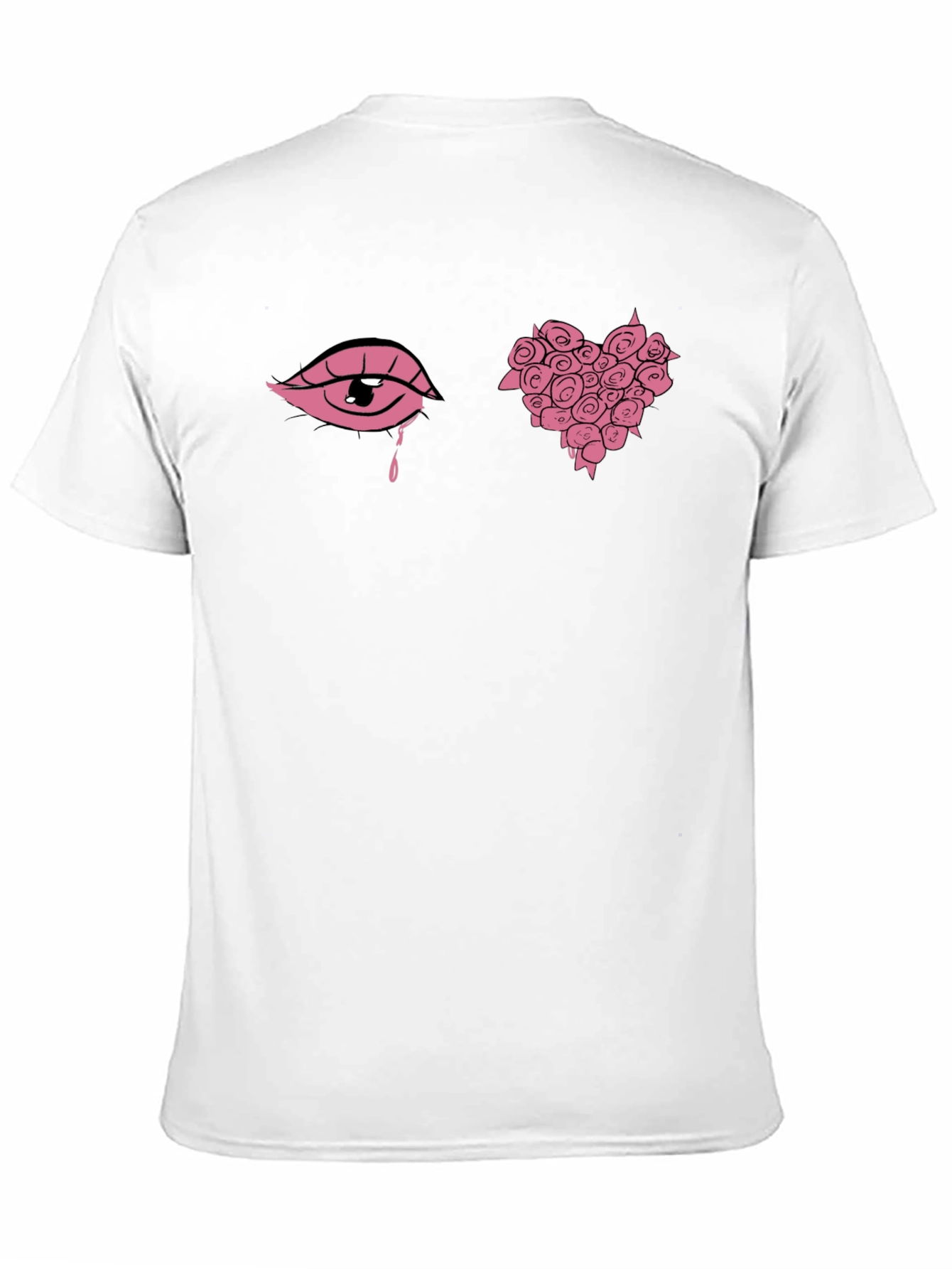 Pink Eye & Rose Heart Graphic Black Tee