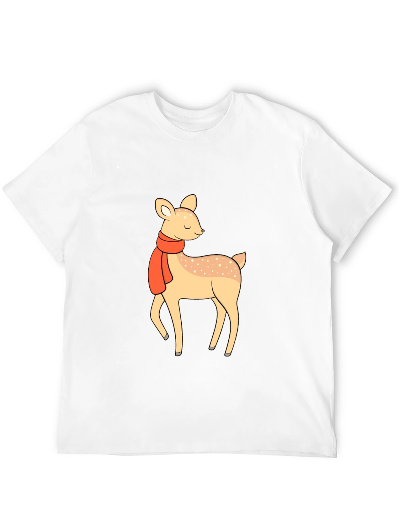 Cute Deer with Scarf Black Graphic Tee
