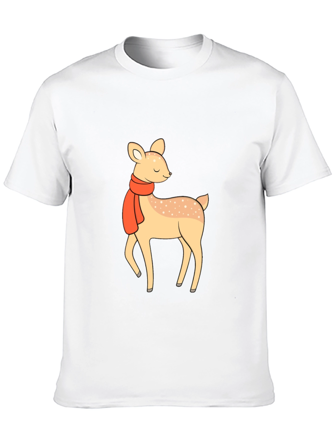 Cute Deer with Scarf Black Graphic Tee