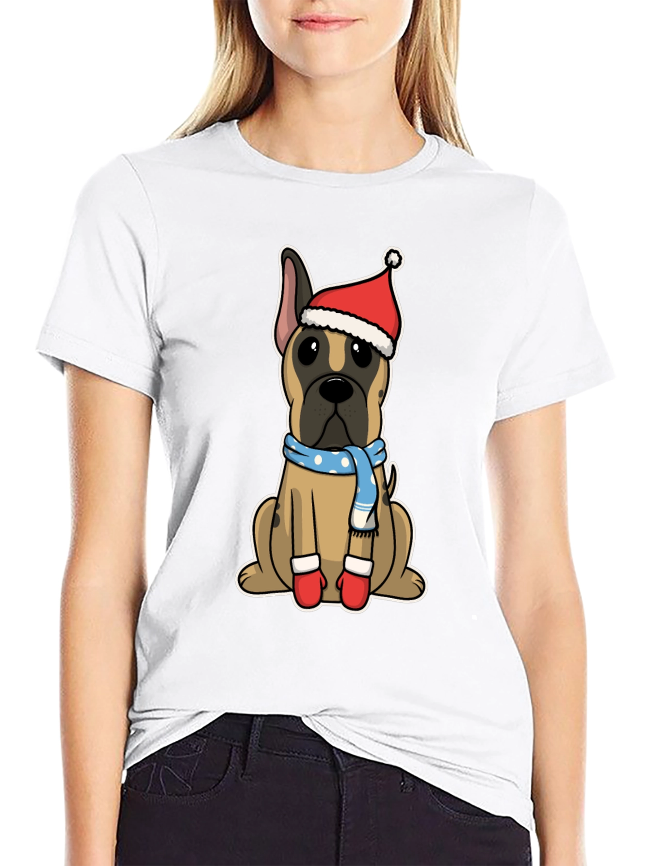 Festive Dog Graphic Tee - Holiday Apparel