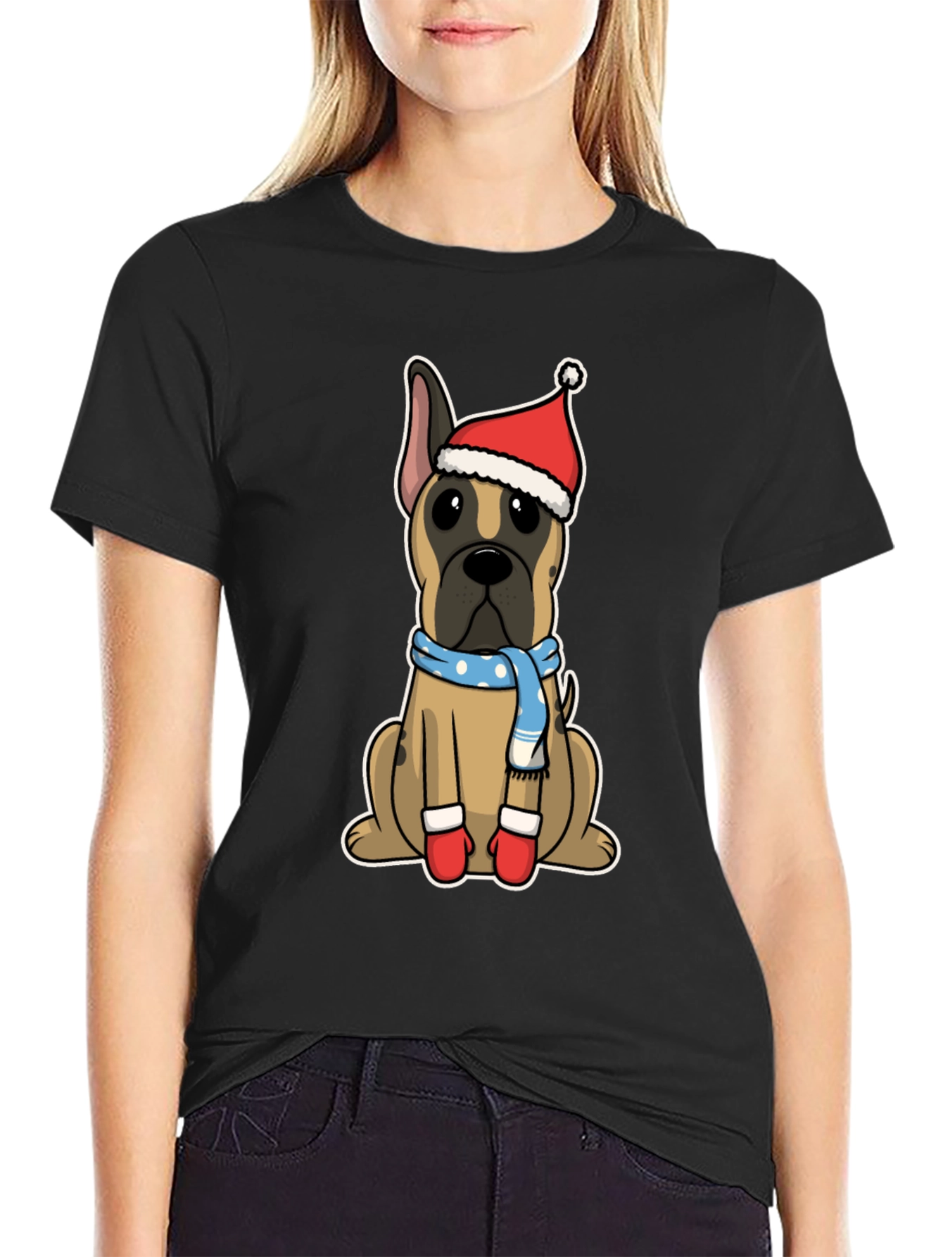 Festive Dog Graphic Tee - Holiday Apparel