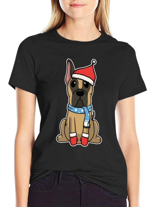 Festive Dog Graphic Tee - Holiday Apparel