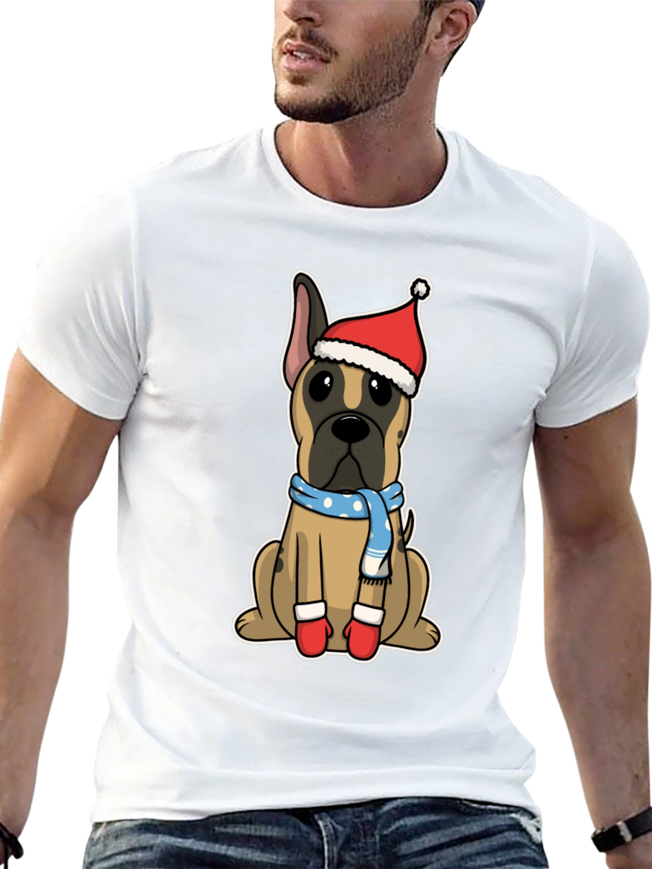 Festive Dog Graphic Tee - Holiday Apparel
