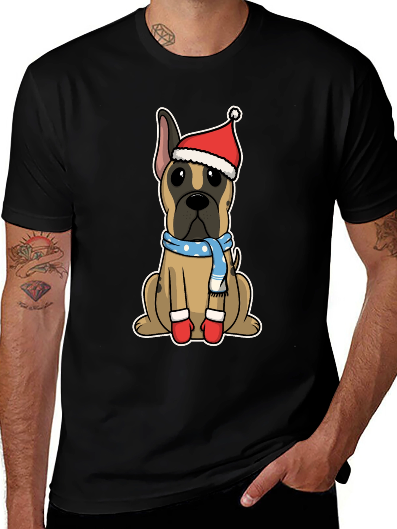 Festive Dog Graphic Tee - Holiday Apparel